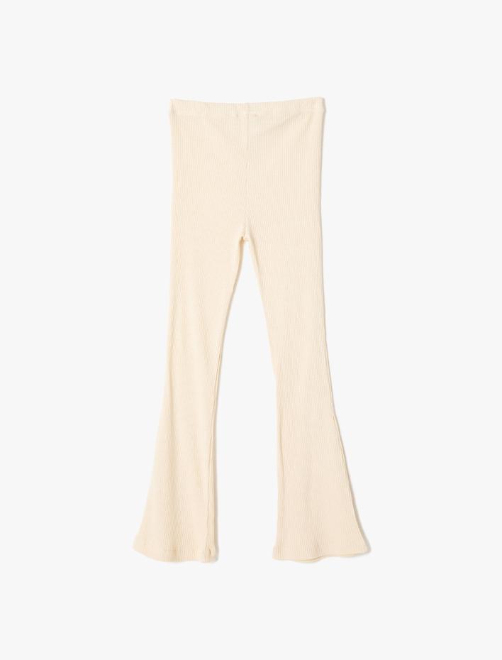 Kız Çocuk İspanyol Paça Pantolon Fitilli Beli Lastikli