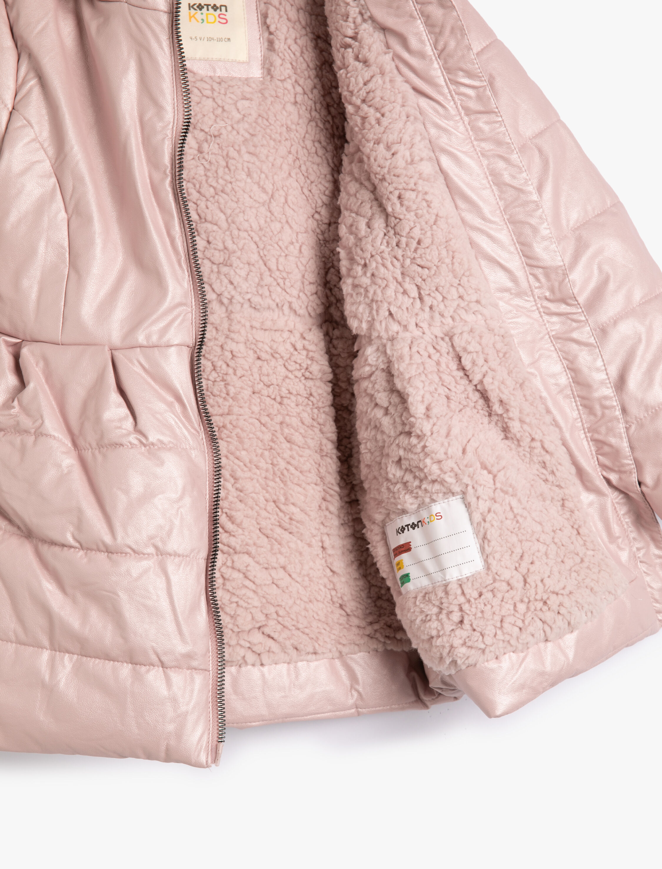  Kız Çocuk Şişme Uzun Mont Kapşonlu Kapitone Peluş Astarlı