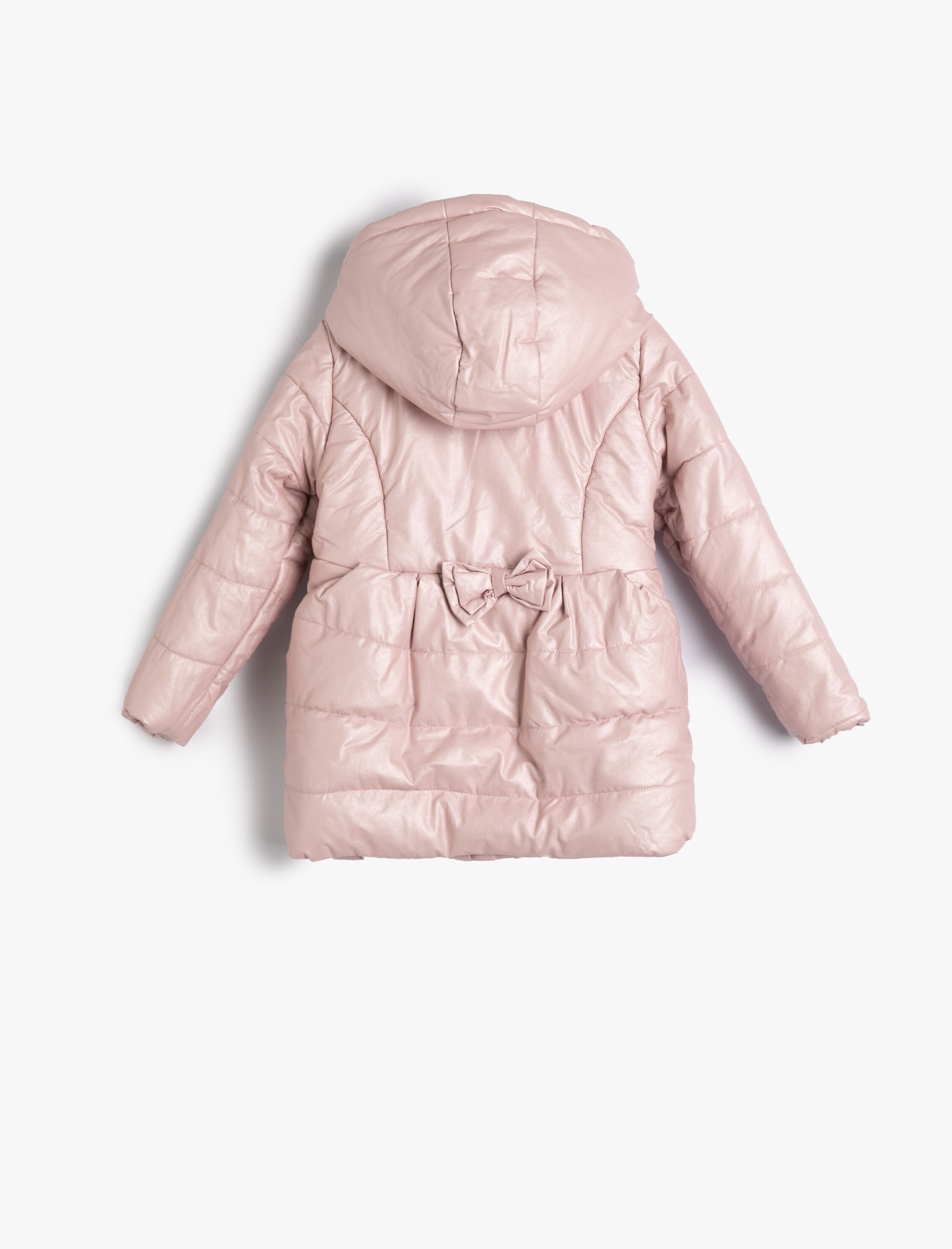  Kız Çocuk Şişme Uzun Mont Kapşonlu Kapitone Peluş Astarlı