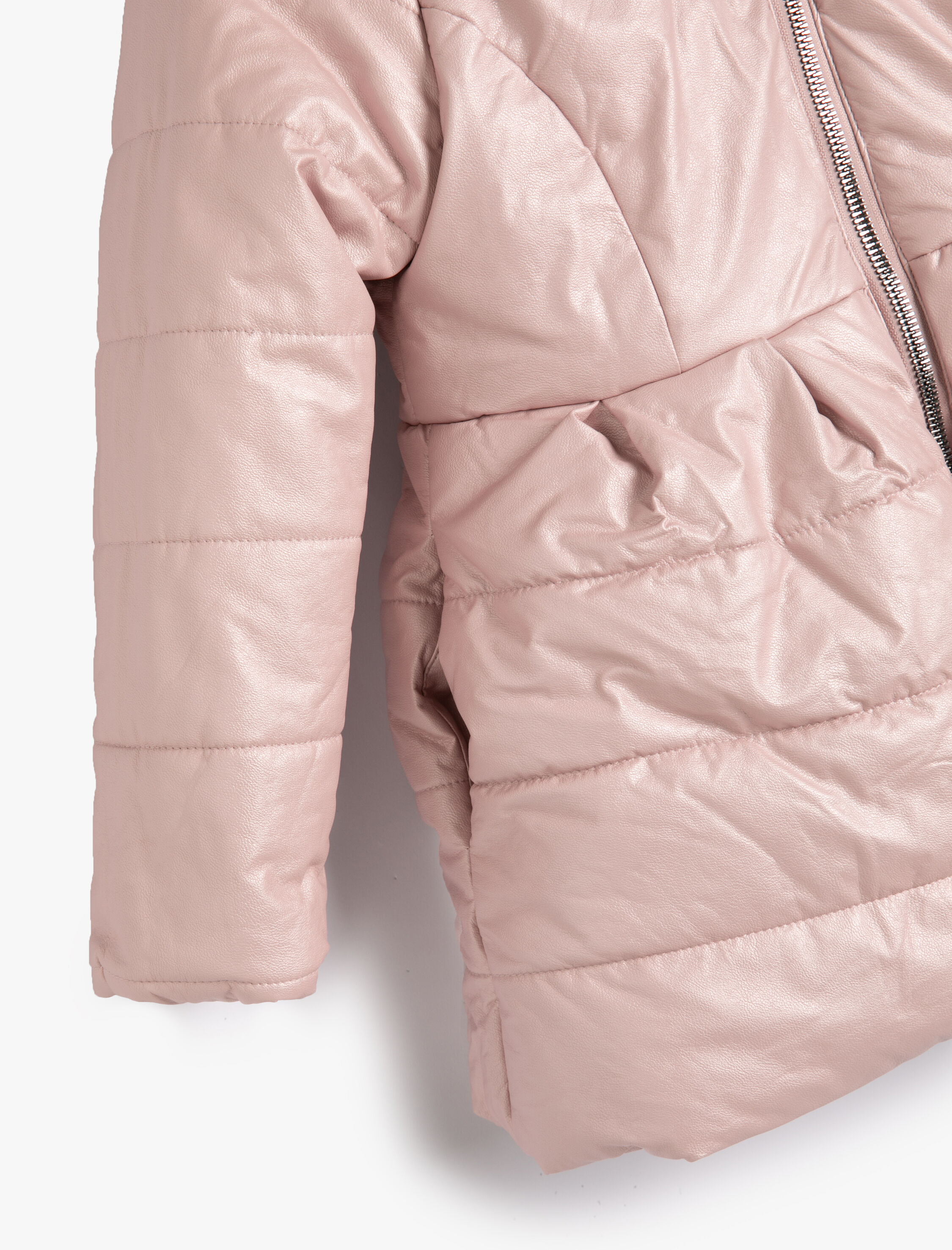  Kız Çocuk Şişme Uzun Mont Kapşonlu Kapitone Peluş Astarlı