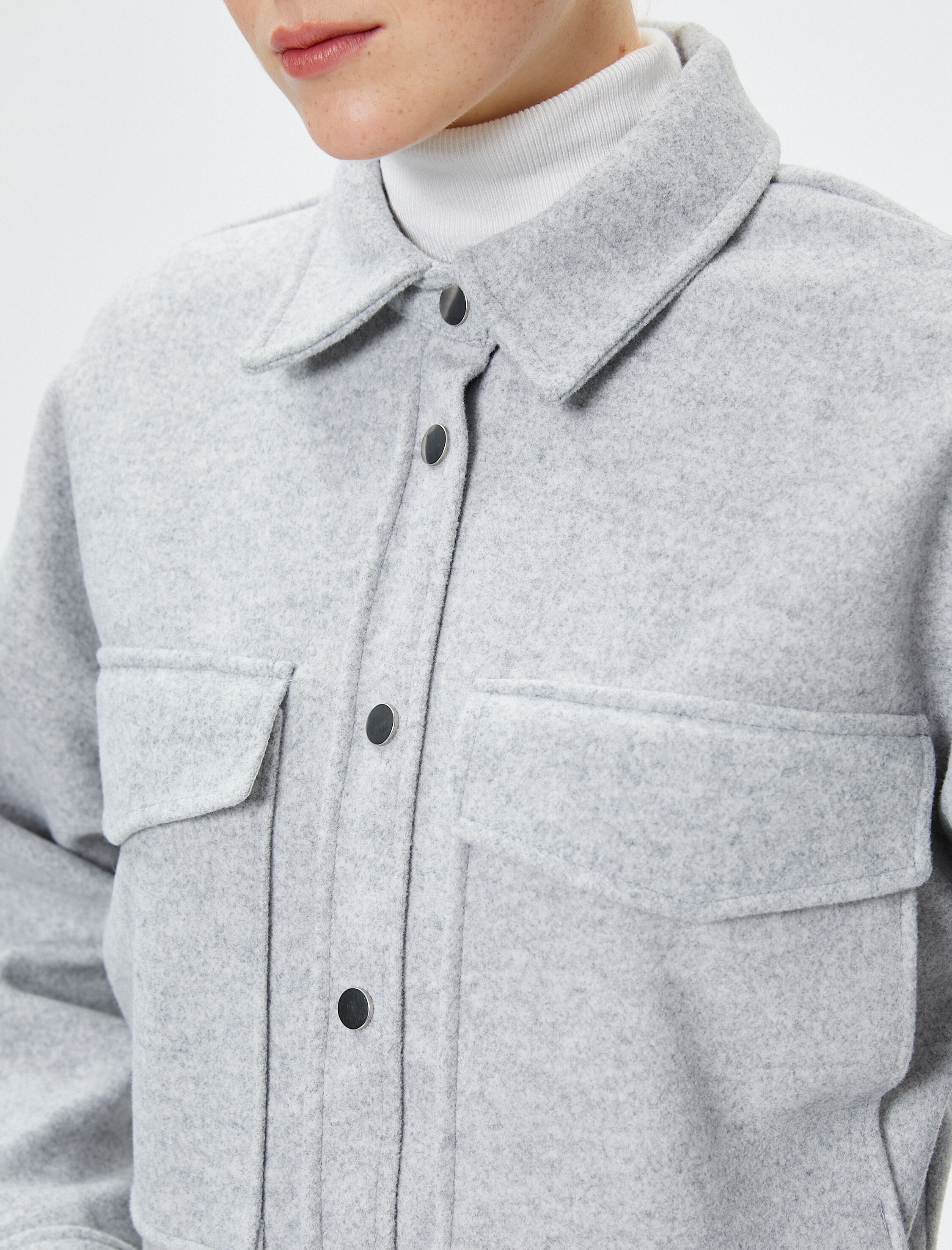   Gömlek Ceket Kapaklı Çift Cep Yumuşak Dokulu Rahat Kalıp