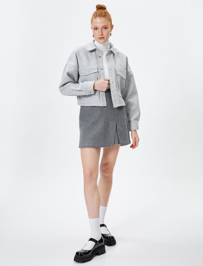  Gömlek Ceket Kapaklı Çift Cep Yumuşak Dokulu Rahat Kalıp