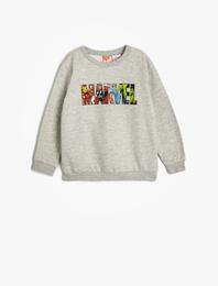 Marvel Sweatshirt Lisanslı Uzun Kollu Bisiklet Yaka Pamuklu Şardonlu