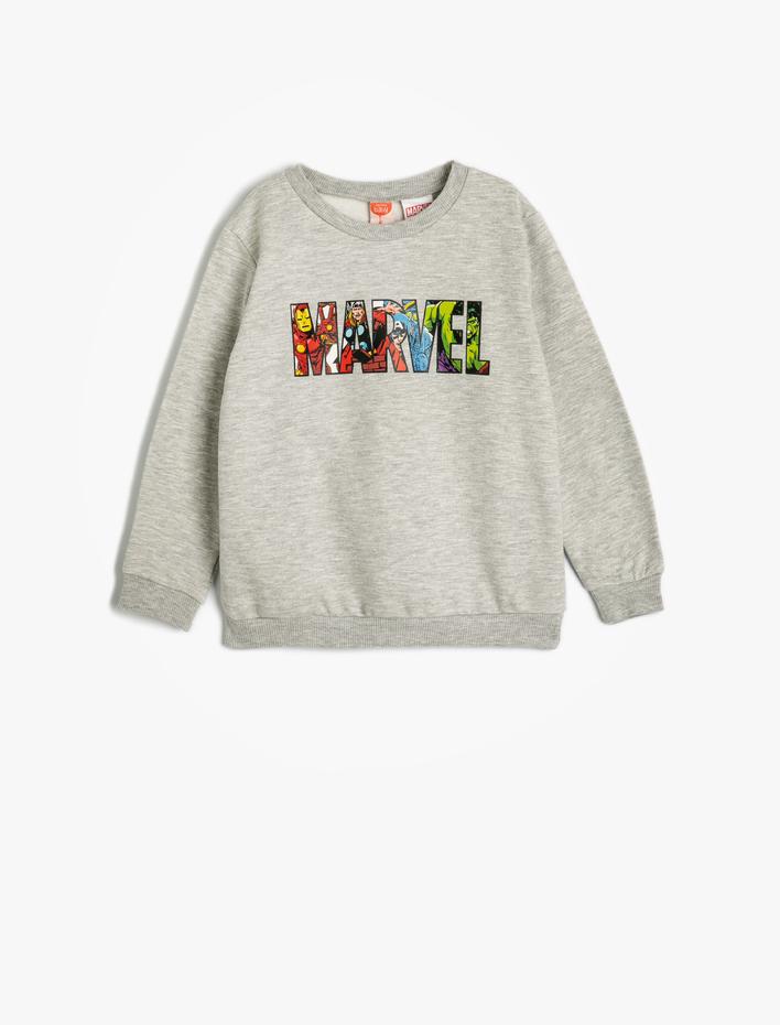 Erkek Bebek Marvel Sweatshirt Lisanslı Uzun Kollu Bisiklet Yaka Pamuklu Şardonlu