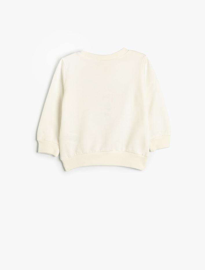 Kız Bebek Unicorn Sweatshirt Uzun Kollu Bisiklet Yaka Şardonlu Pamuklu