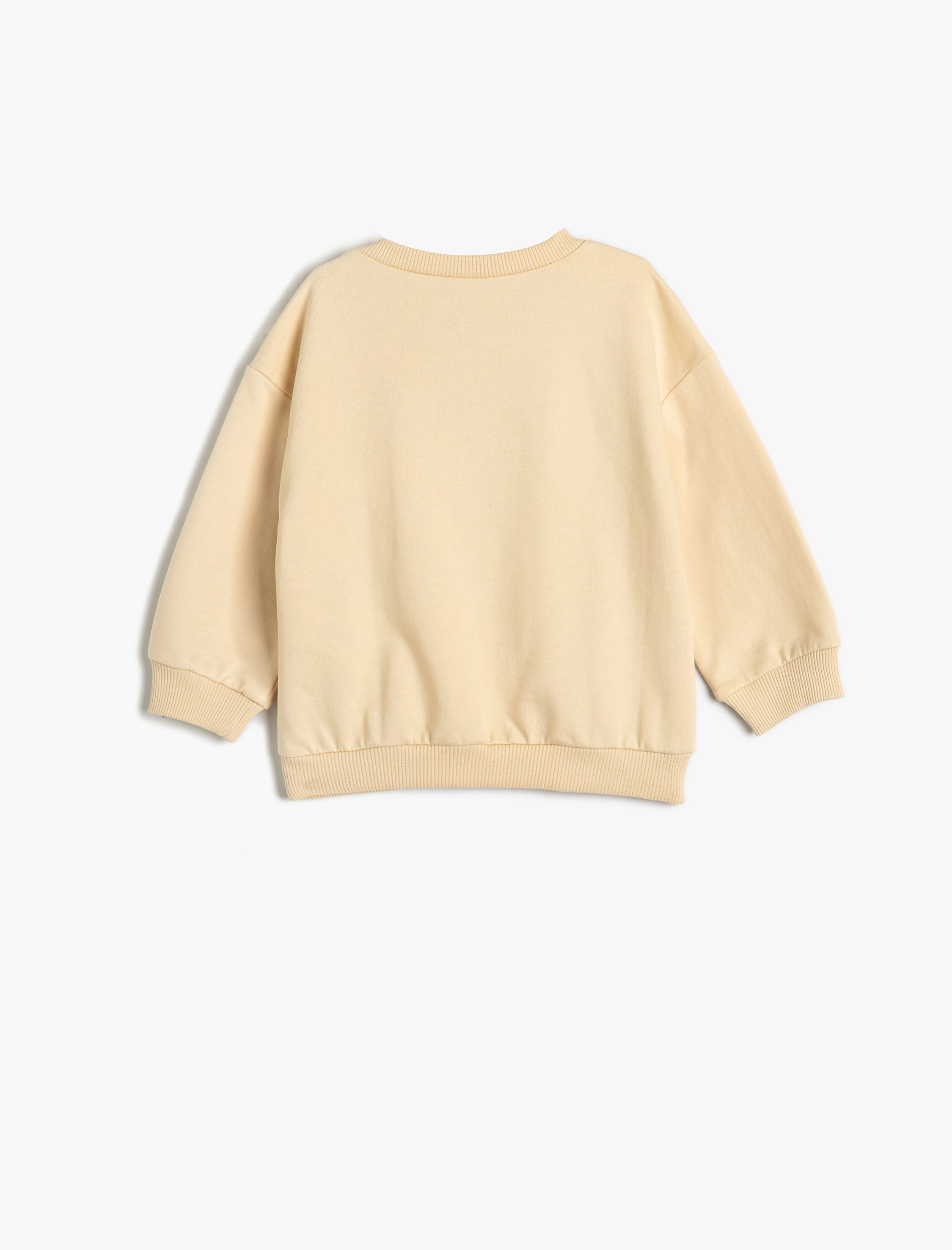  Kız Bebek Sweatshirt Uzun Kollu Bisiklet Yaka Baskı Detaylı Şardonlu Pamuklu