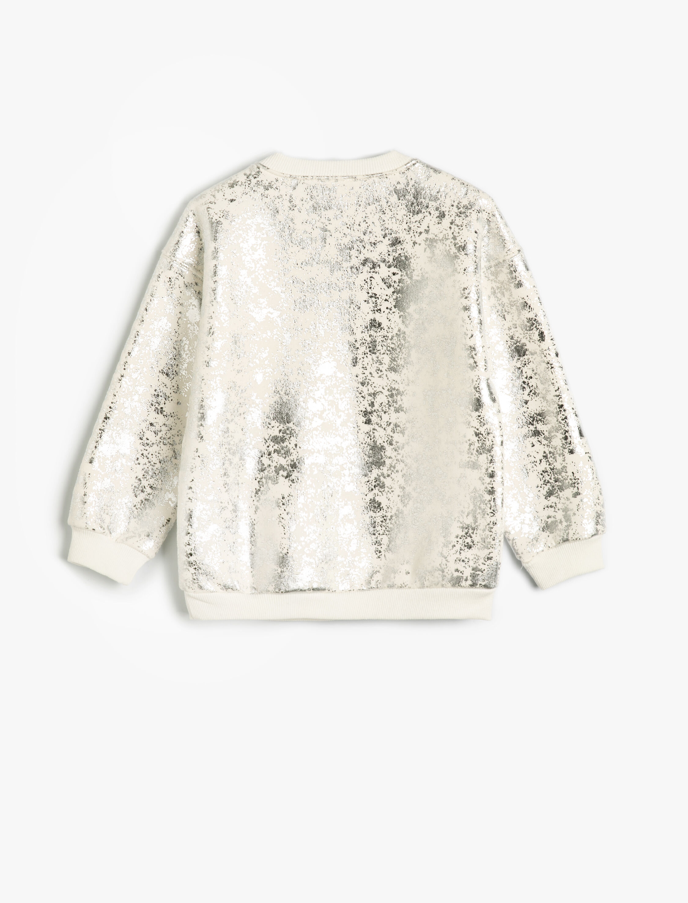  Kız Çocuk Sweatshirt Bisiklet Yaka Parlak Baskılı Uzun Kollu Şardonlu