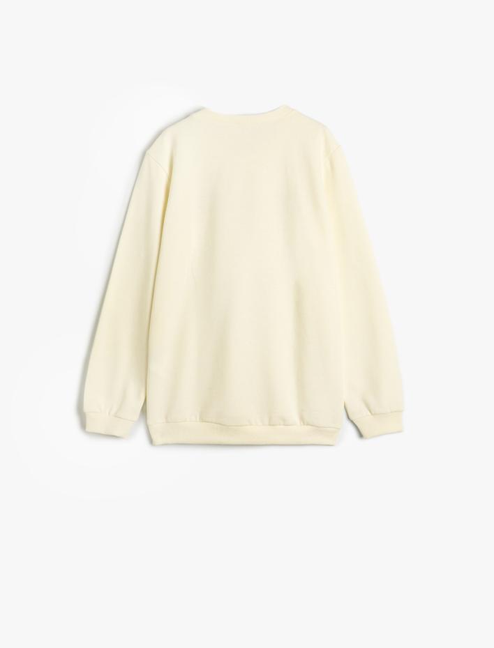 Erkek Çocuk Sweatshirt Bisiklet Yaka Kaplan Baskılı Uzun Kollu Şardonlu