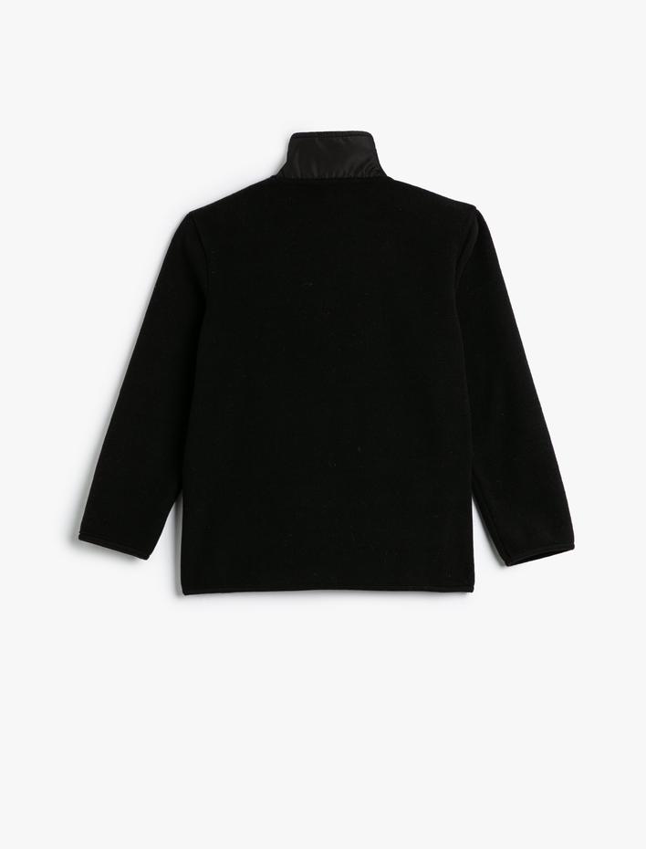 Erkek Çocuk Fermuarlı Polar Sweatshirt Dik Yaka Uzun Kollu
