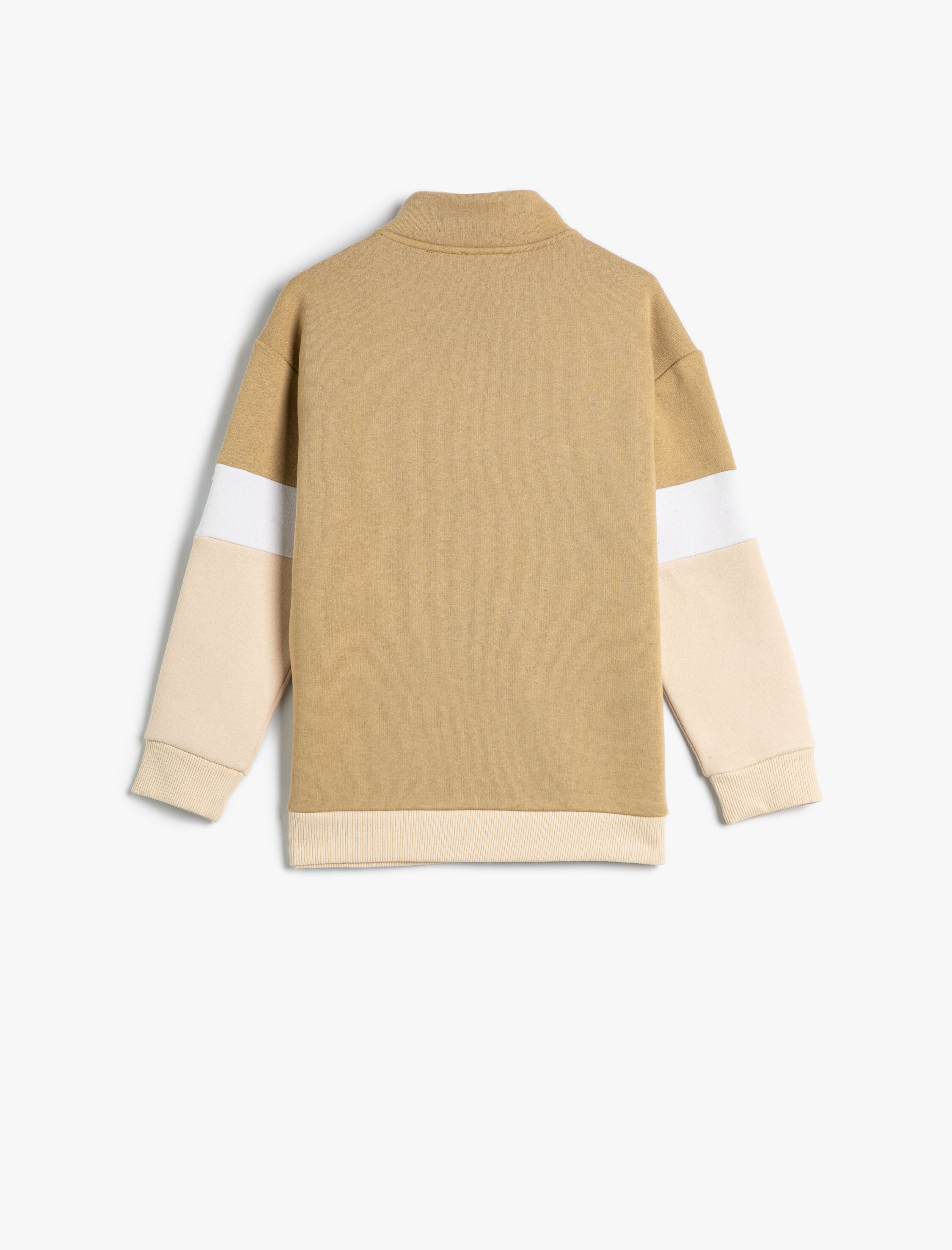  Erkek Çocuk Sweatshirt Dik Yaka Yarım Fermuarlı Uzun Kollu Renk Bloklu Şardonlu