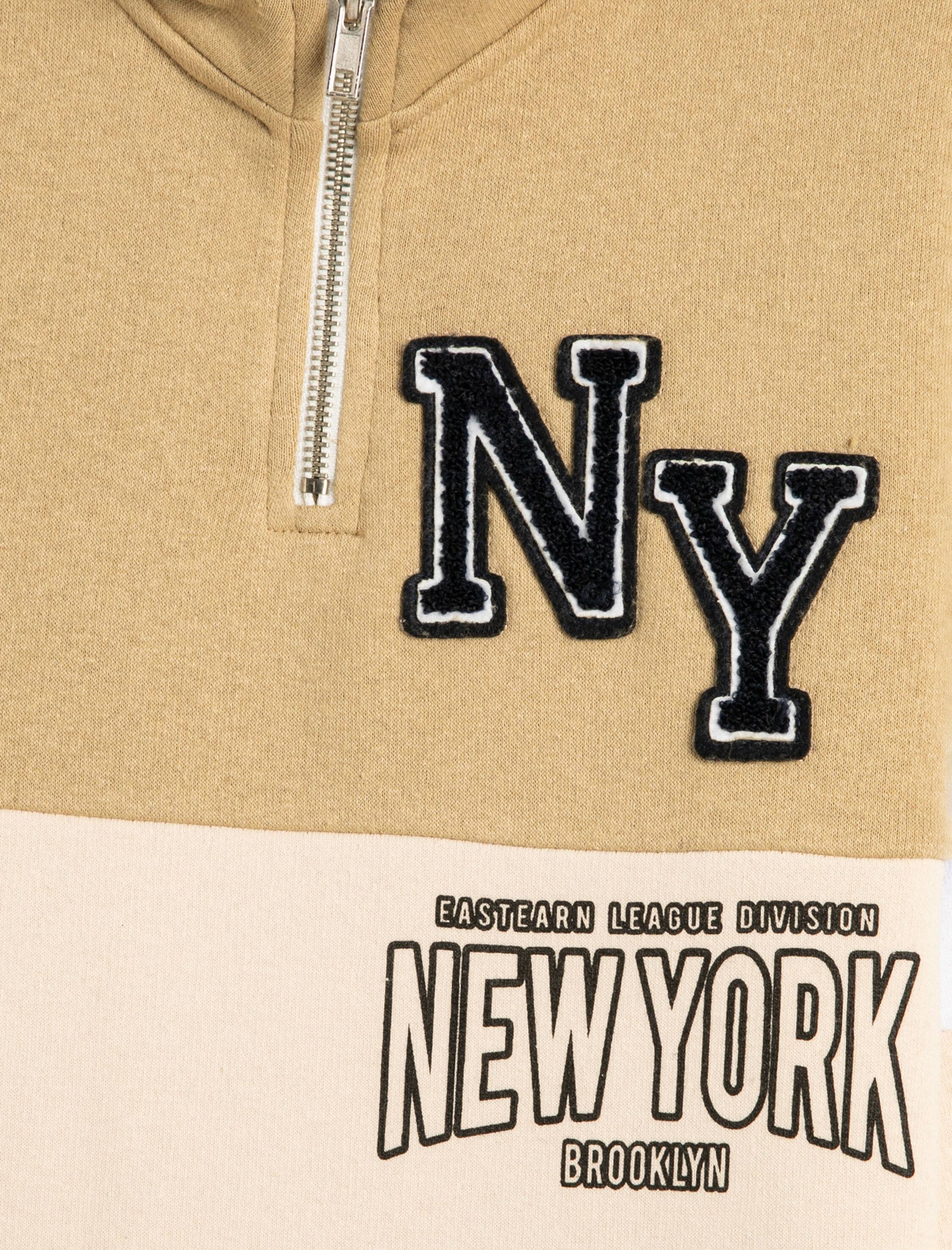  Erkek Çocuk Sweatshirt Dik Yaka Yarım Fermuarlı Uzun Kollu Renk Bloklu Şardonlu