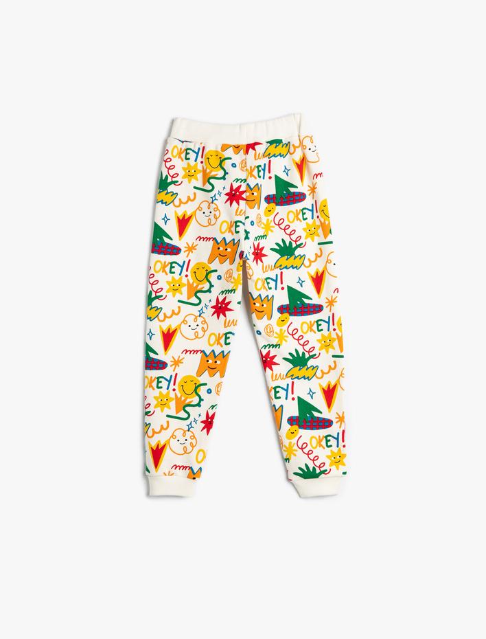 Erkek Bebek Jogger Eşofman Altı Baskı Detaylı Beli Bağlamalı Pamuklu