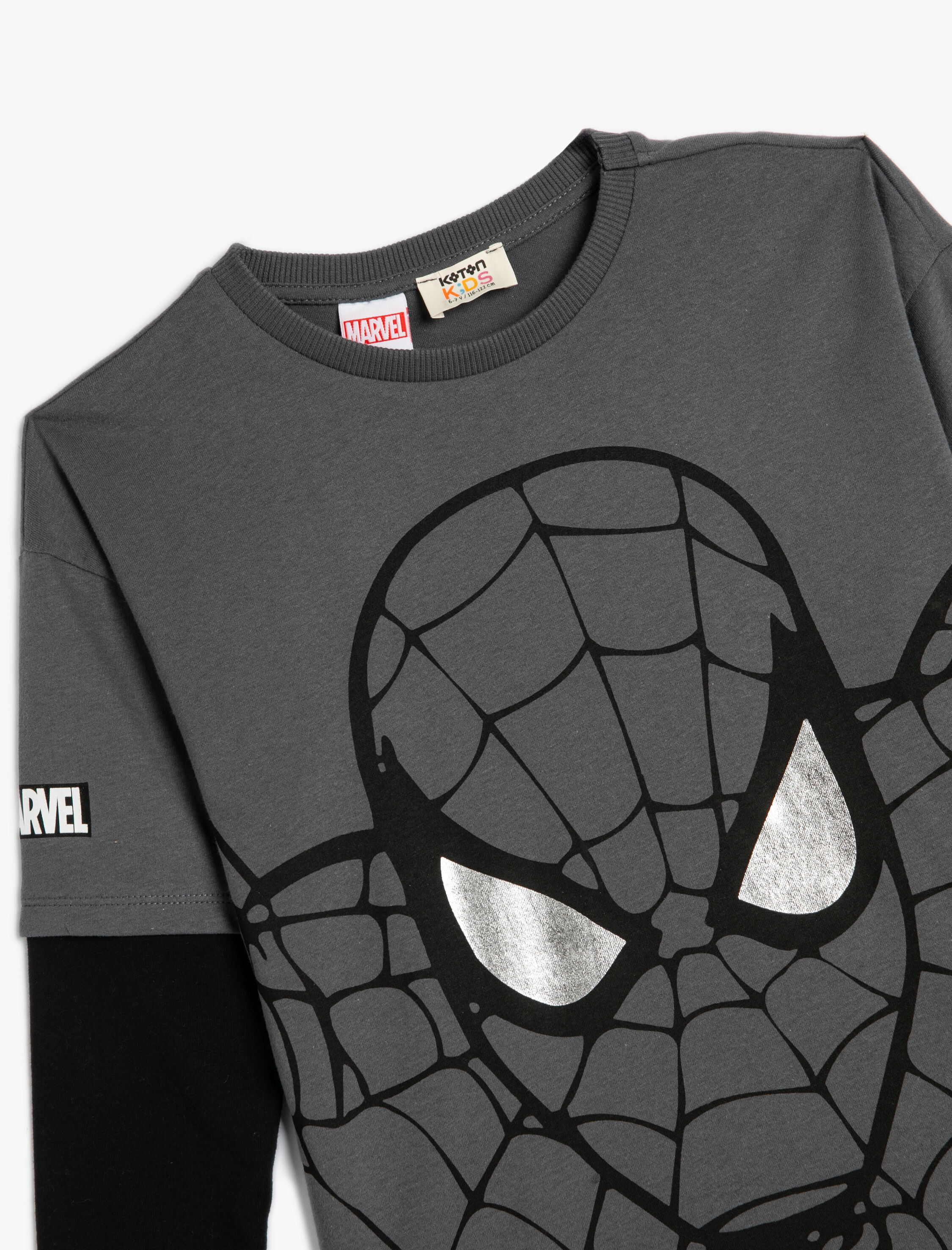  Erkek Çocuk Örümcek Adam Tişört Lisanslı Uzun Kollu Renk Bloklu