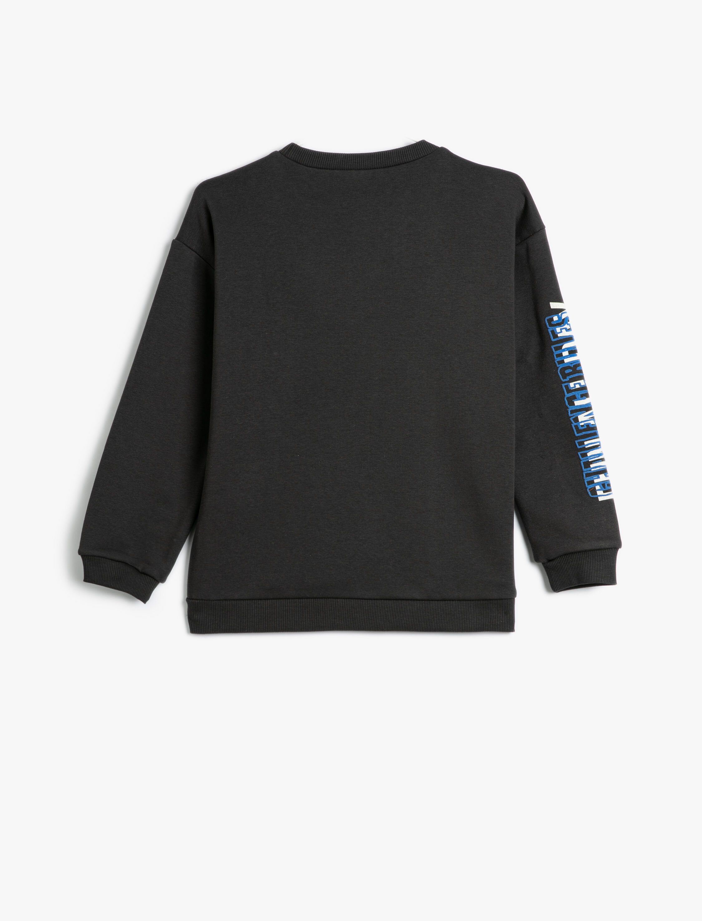  Erkek Çocuk Sweatshirt Uzun Kollu Bisiklet Yaka Slogan Baskılı Şardonlu