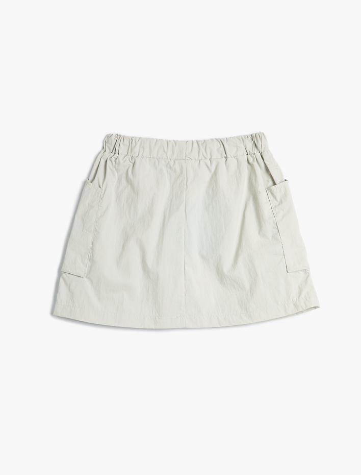 Kız Çocuk Mini Etek Cep Detaylı Beli Bağlamalı