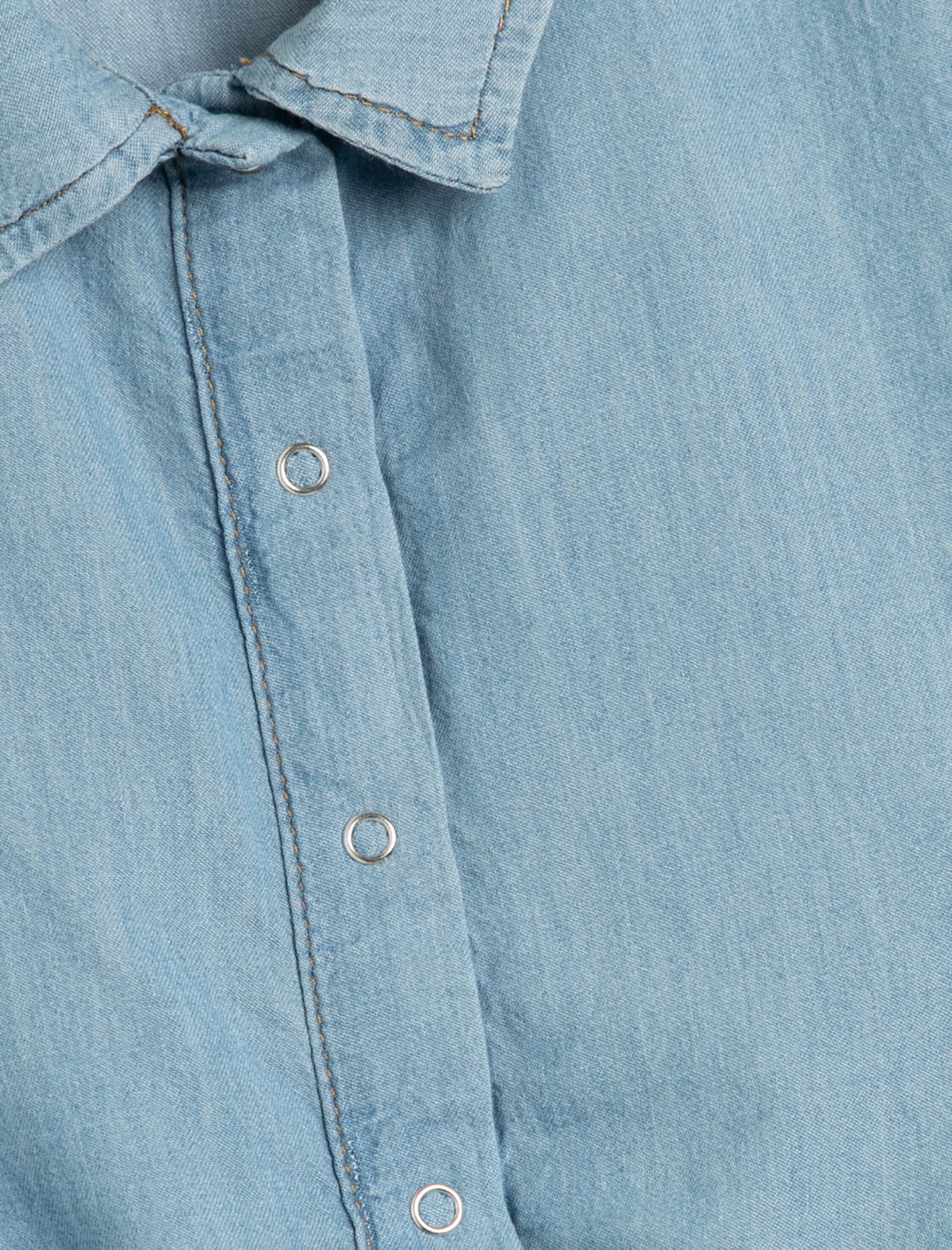  Kız Çocuk Crop Kot Gömlek Önden Bağlama Detaylı Kısa Pamuklu