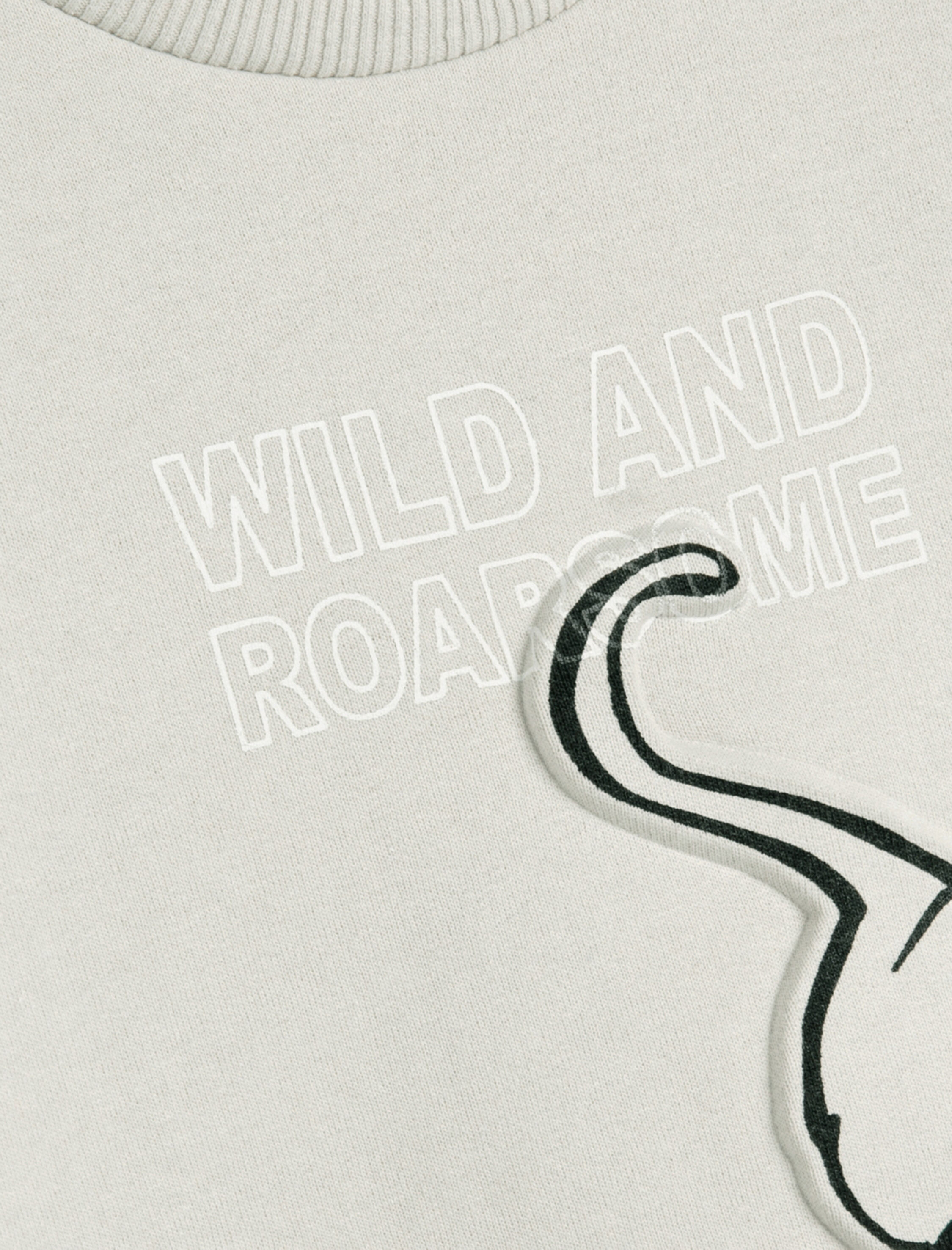  Erkek Çocuk Kaplanlı Sweatshirt Uzun Kollu Bisiklet Yaka Kabartma Baskılı Şardonlu