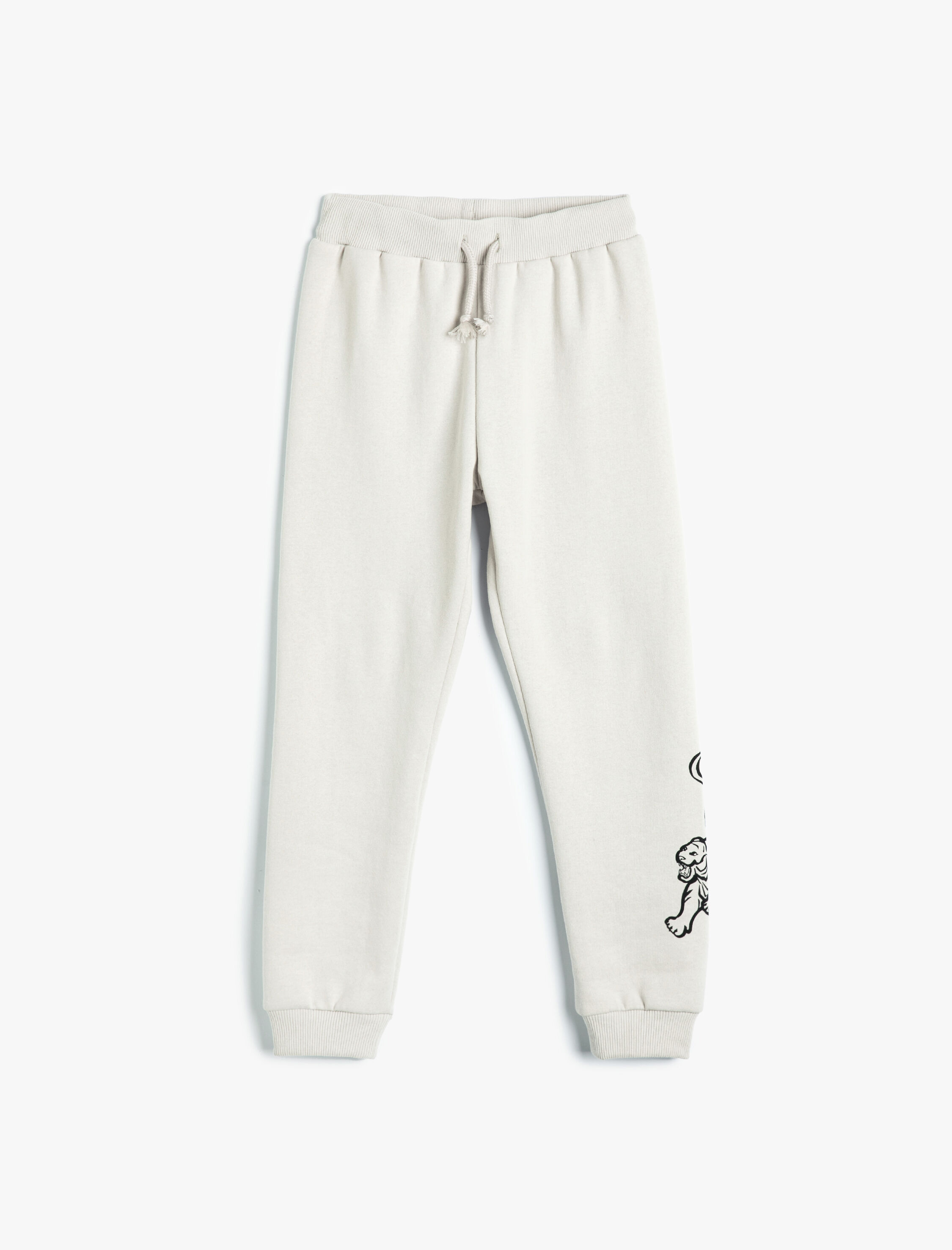  Erkek Çocuk Jogger Eşofman Altı Kaplan Baskılı Beli Bağlamalı Şardonlu