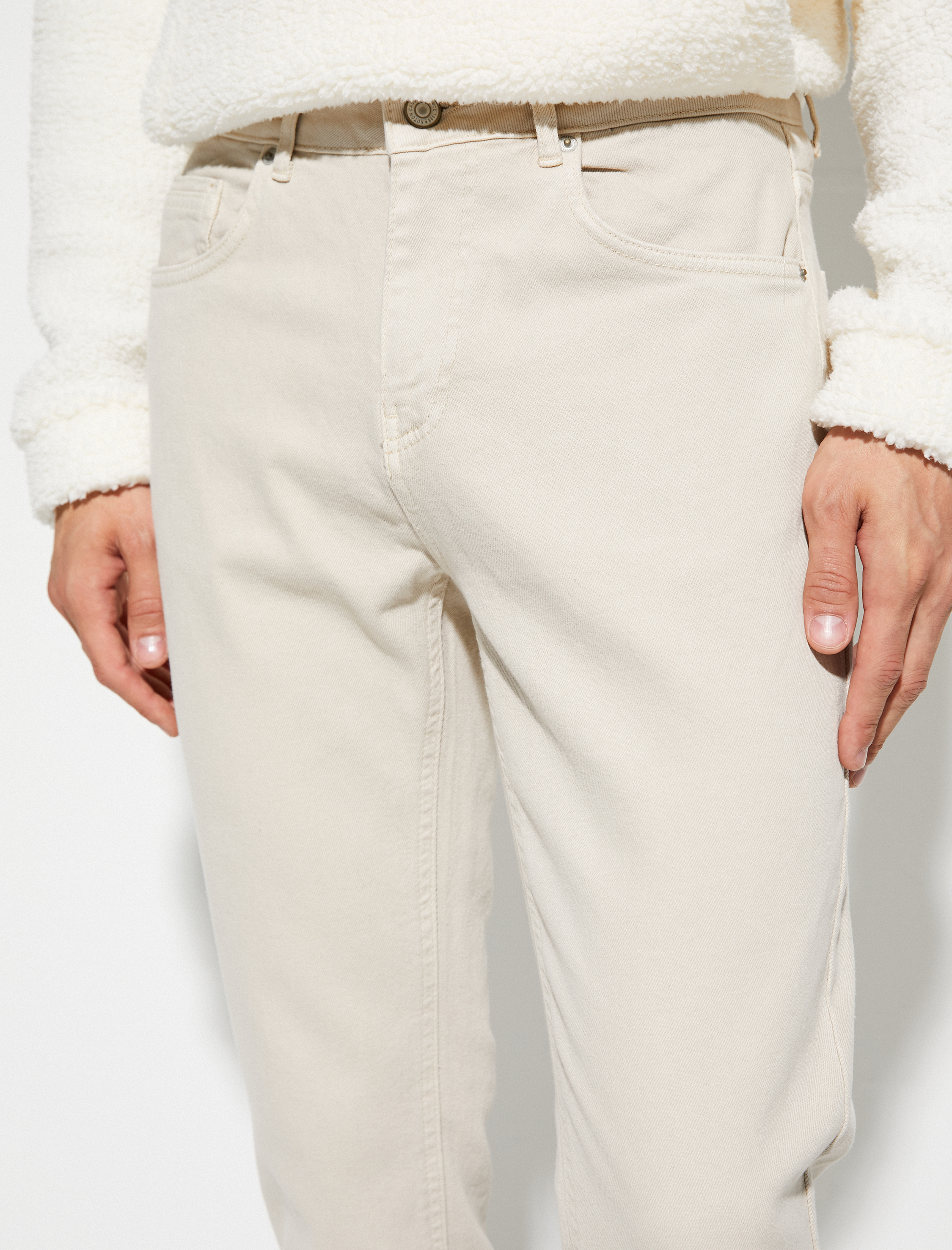   Gabardin Pantolon Boru Paça Düğmeli Pamuklu