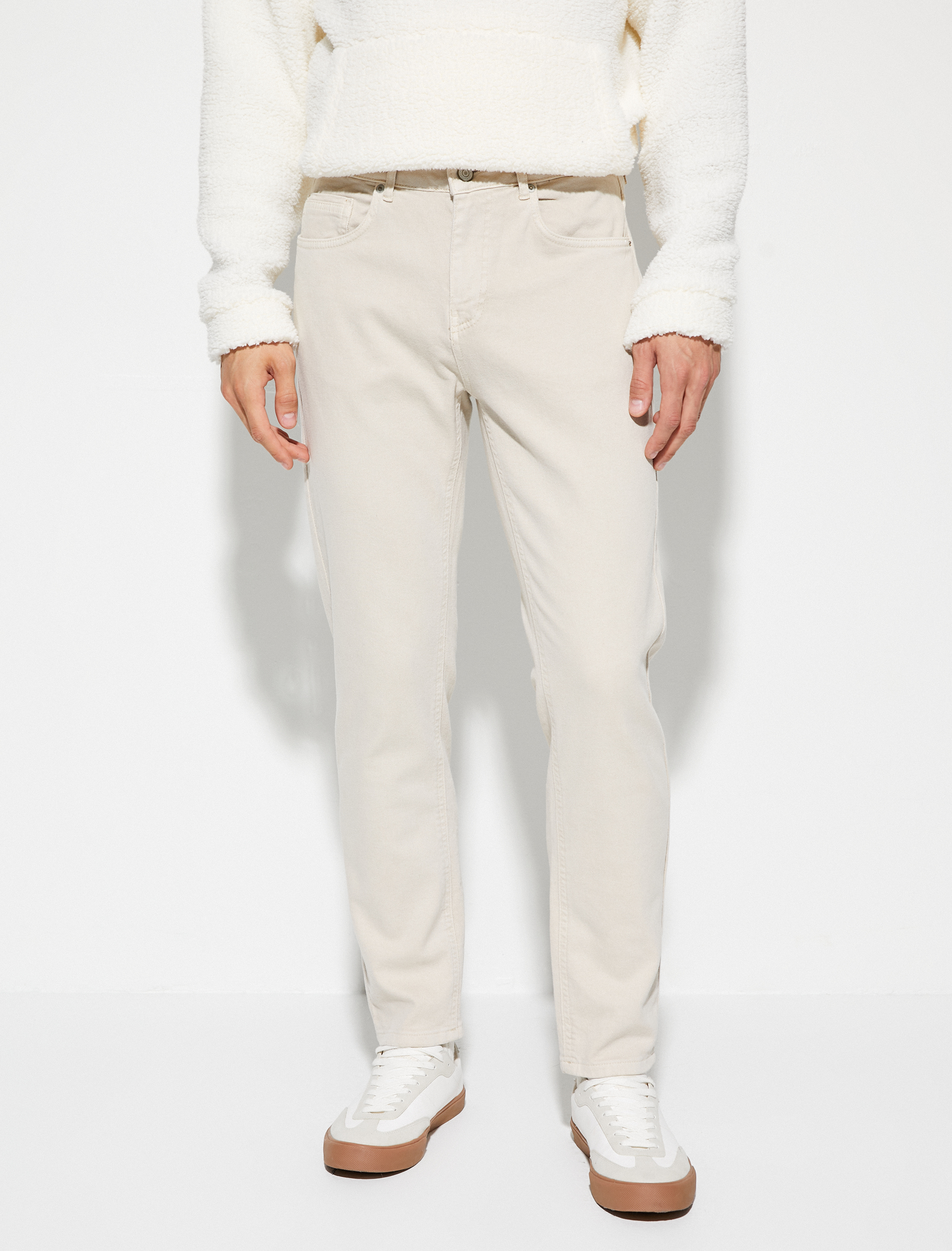   Gabardin Pantolon Boru Paça Düğmeli Pamuklu