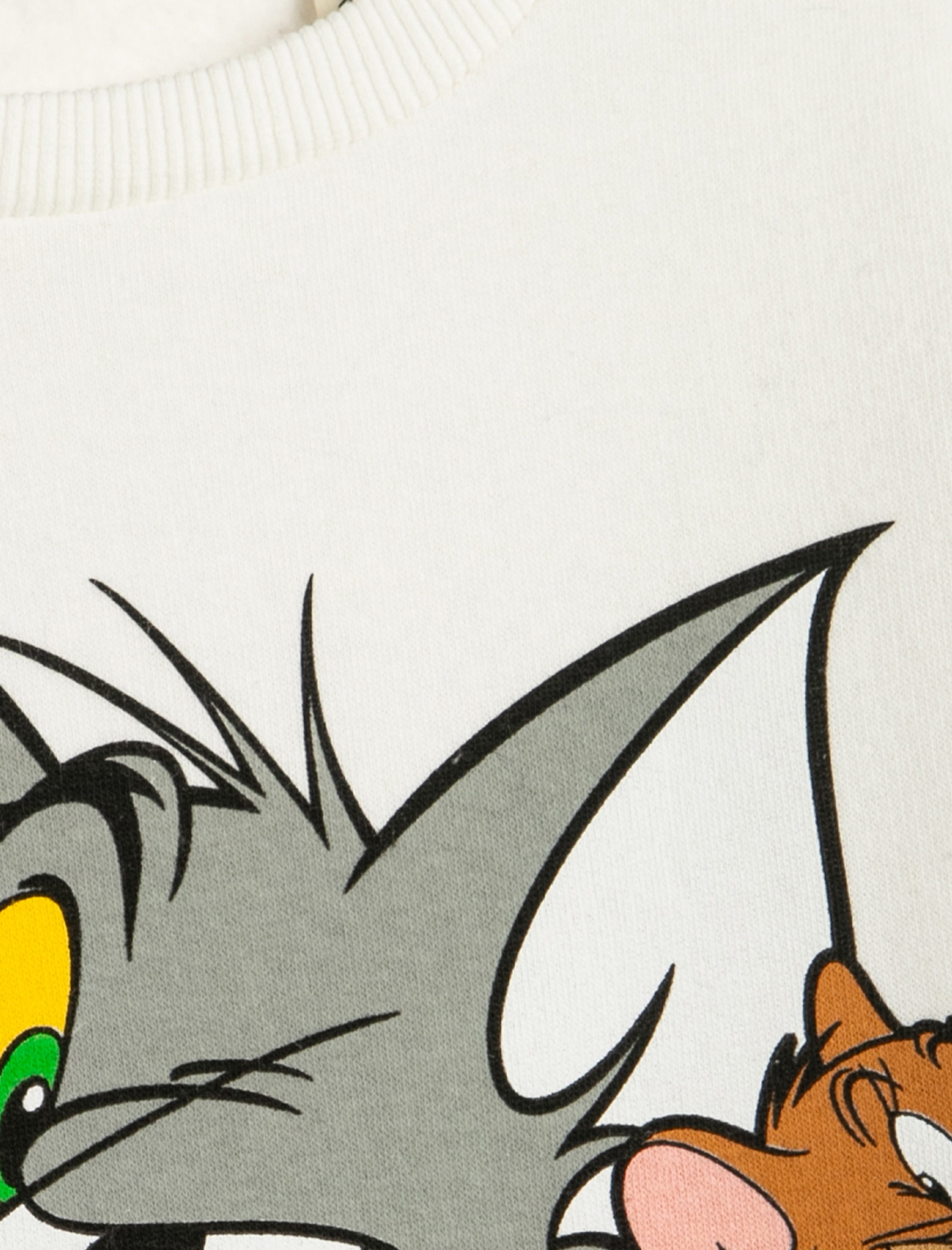  Kız Çocuk Tom ve Jerry Sweatshirt Lisanslı Şardonlu Uzun Kollu Bisiklet Yaka