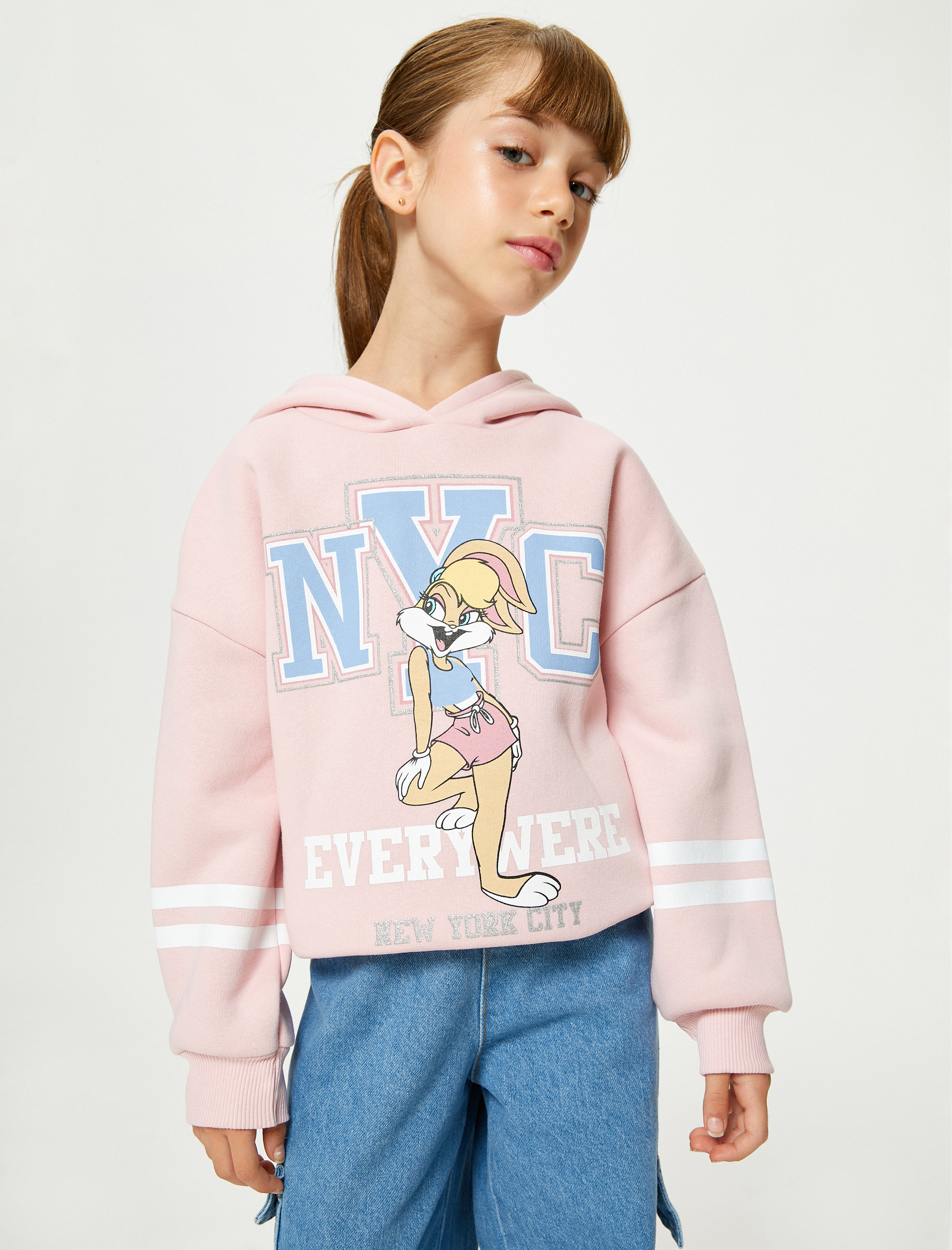  Kız Çocuk Lola Bunny Sweatshirt Lisanslı Uzun Kollu Şardonlu