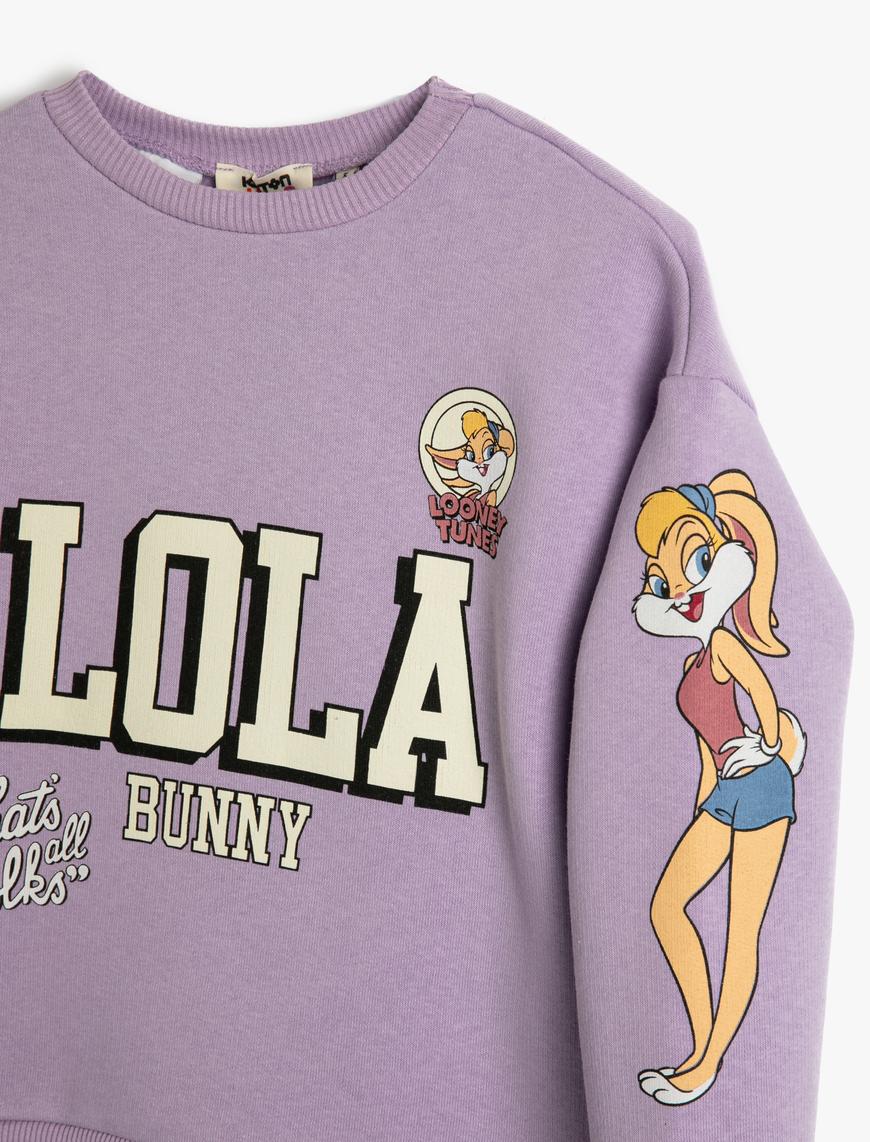  Kız Çocuk Lola Bunny Sweatshirt Lisanslı Uzun Kollu Bisiklet Yaka Şardonlu