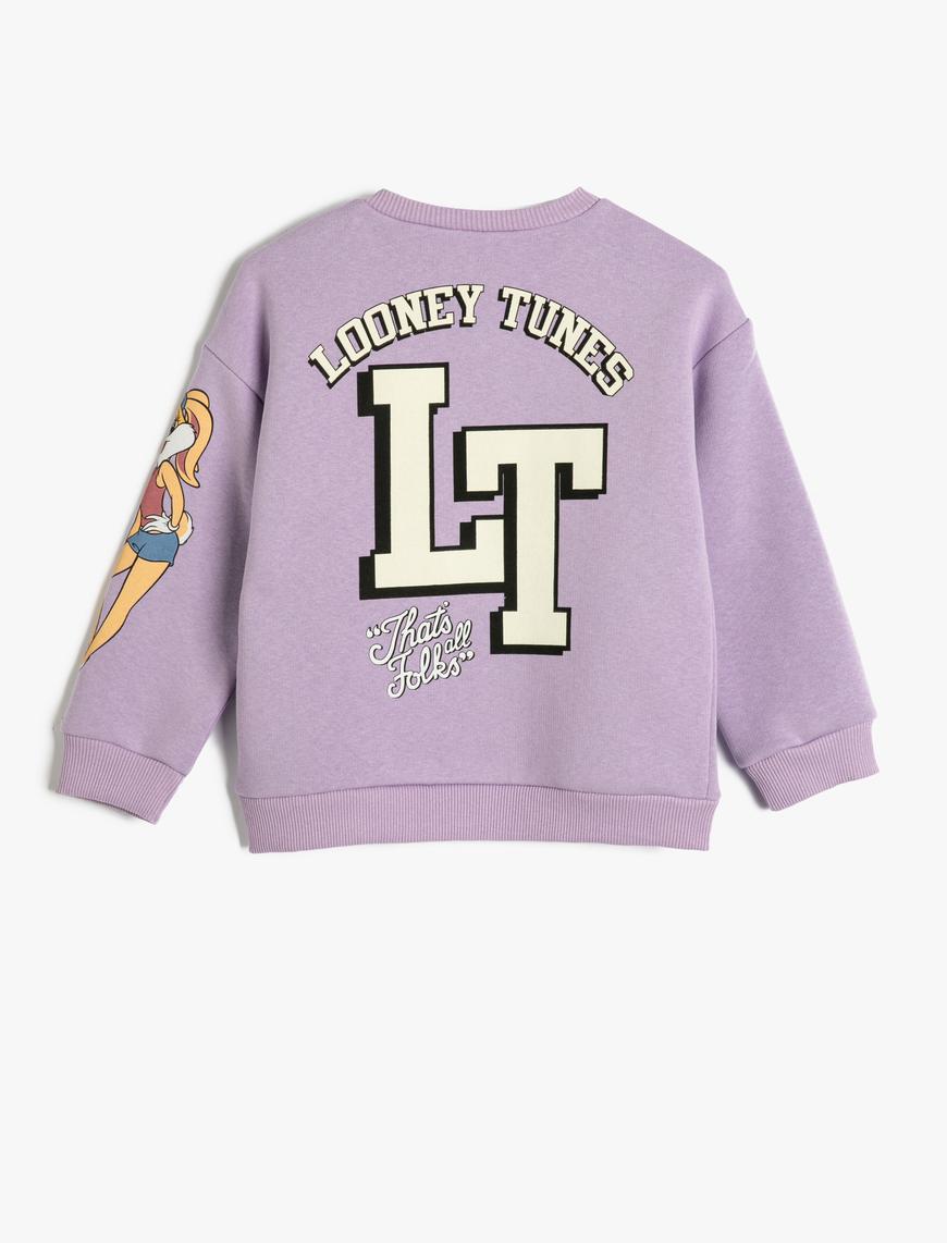  Kız Çocuk Lola Bunny Sweatshirt Lisanslı Uzun Kollu Bisiklet Yaka Şardonlu