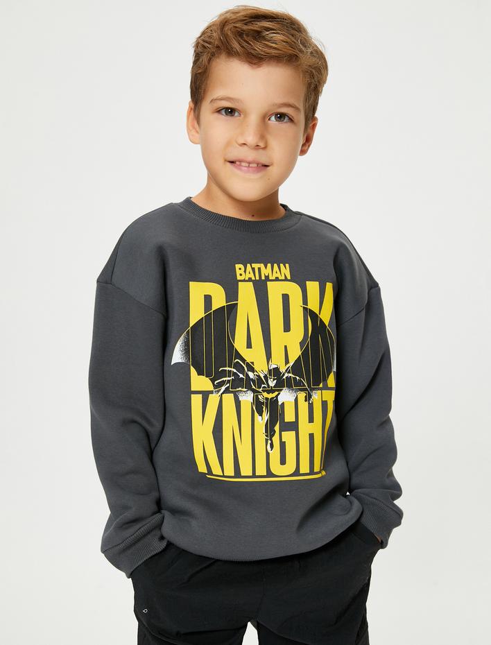Erkek Çocuk Batman Sweat Lisanslı Bisiklet Yaka Uzun Kollu Şardonlu