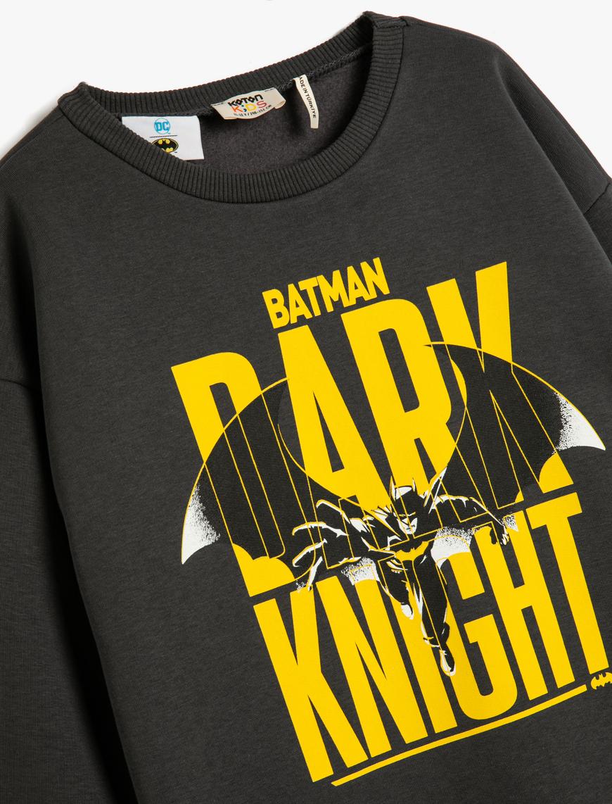  Erkek Çocuk Batman Sweat Lisanslı Bisiklet Yaka Uzun Kollu Şardonlu