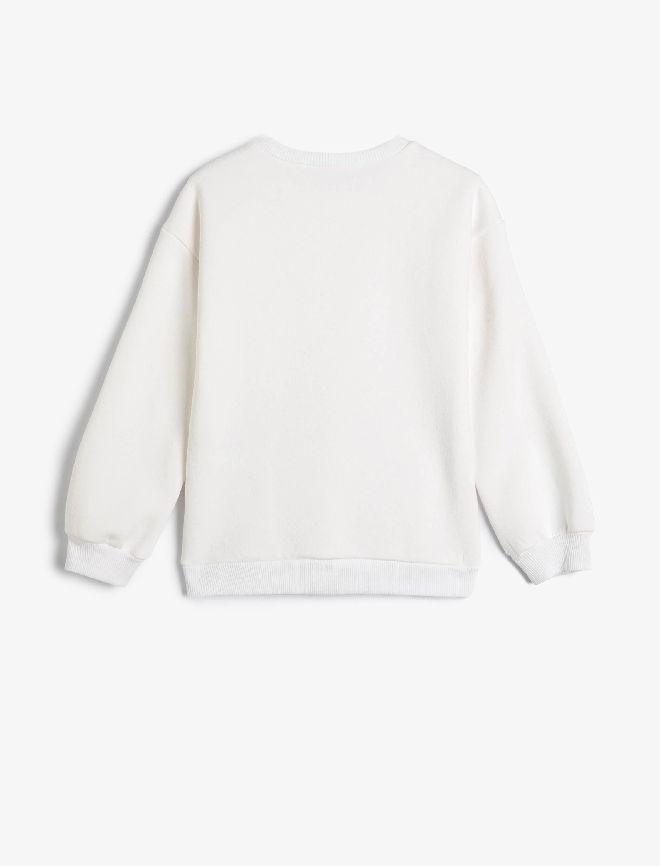  Kız Çocuk Sweatshirt Uzun Kollu Bisiklet Yaka Kedi Baskılı Şardonlu