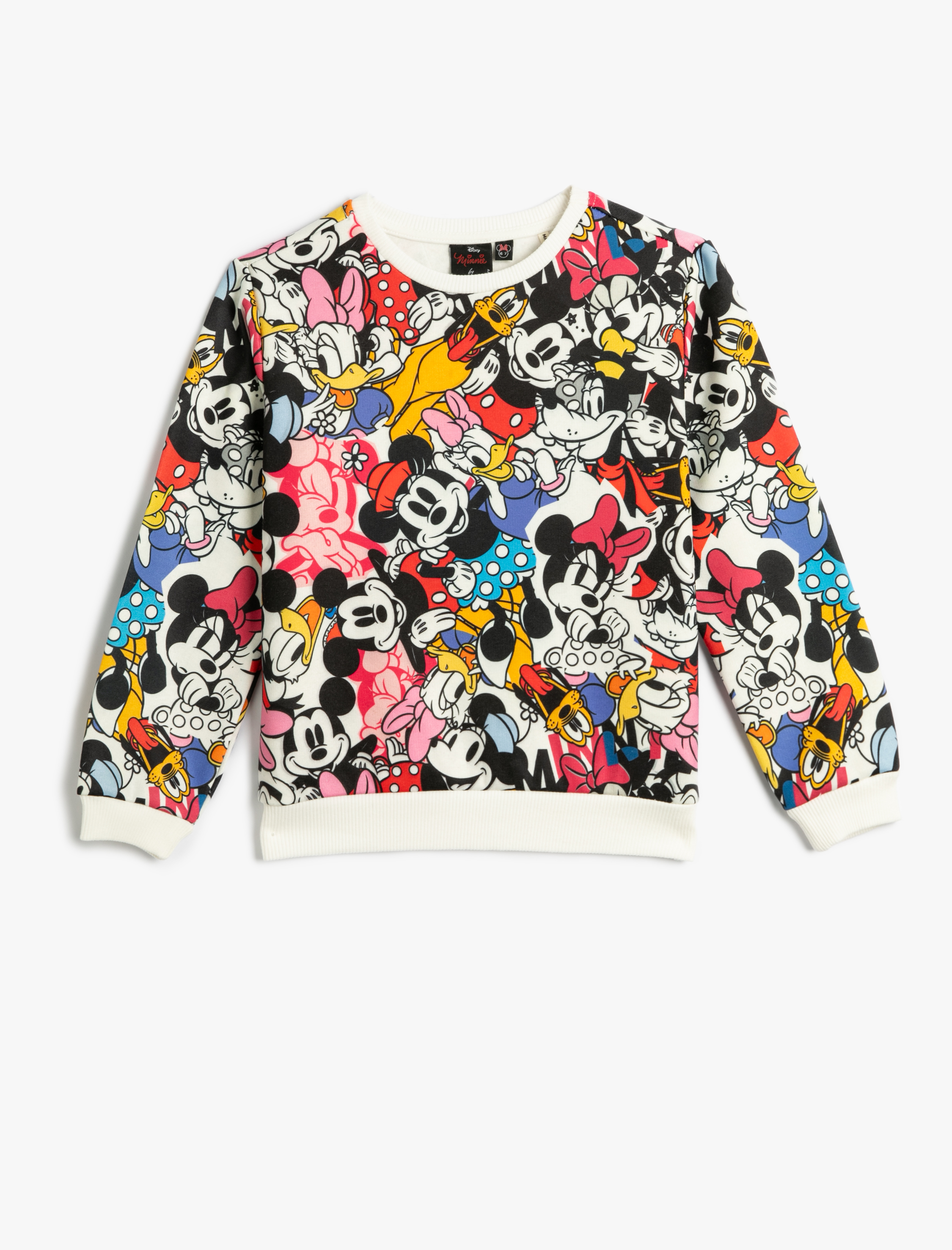 Kız Çocuk Minnie Mouse ve Daisy Duck Sweatshirt Lisanslı Uzun Kollu Bisiklet Yaka Şardonlu