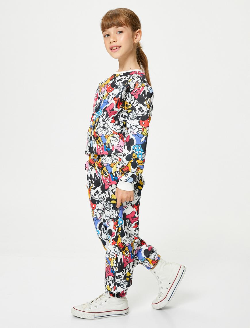  Kız Çocuk Minnie Mouse ve Daisy Duck Sweatshirt Lisanslı Uzun Kollu Bisiklet Yaka Şardonlu