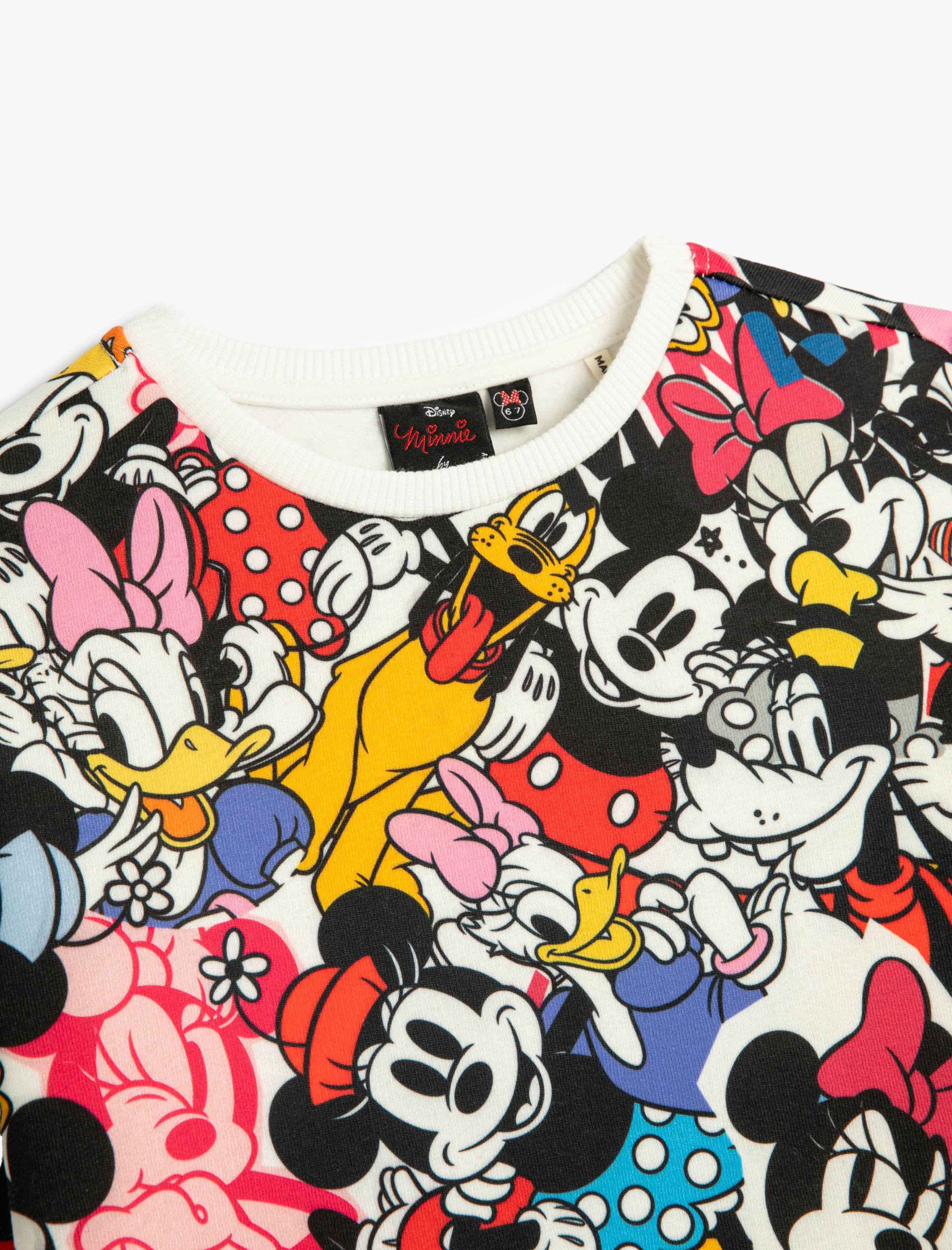  Kız Çocuk Minnie Mouse ve Daisy Duck Sweatshirt Lisanslı Uzun Kollu Bisiklet Yaka Şardonlu