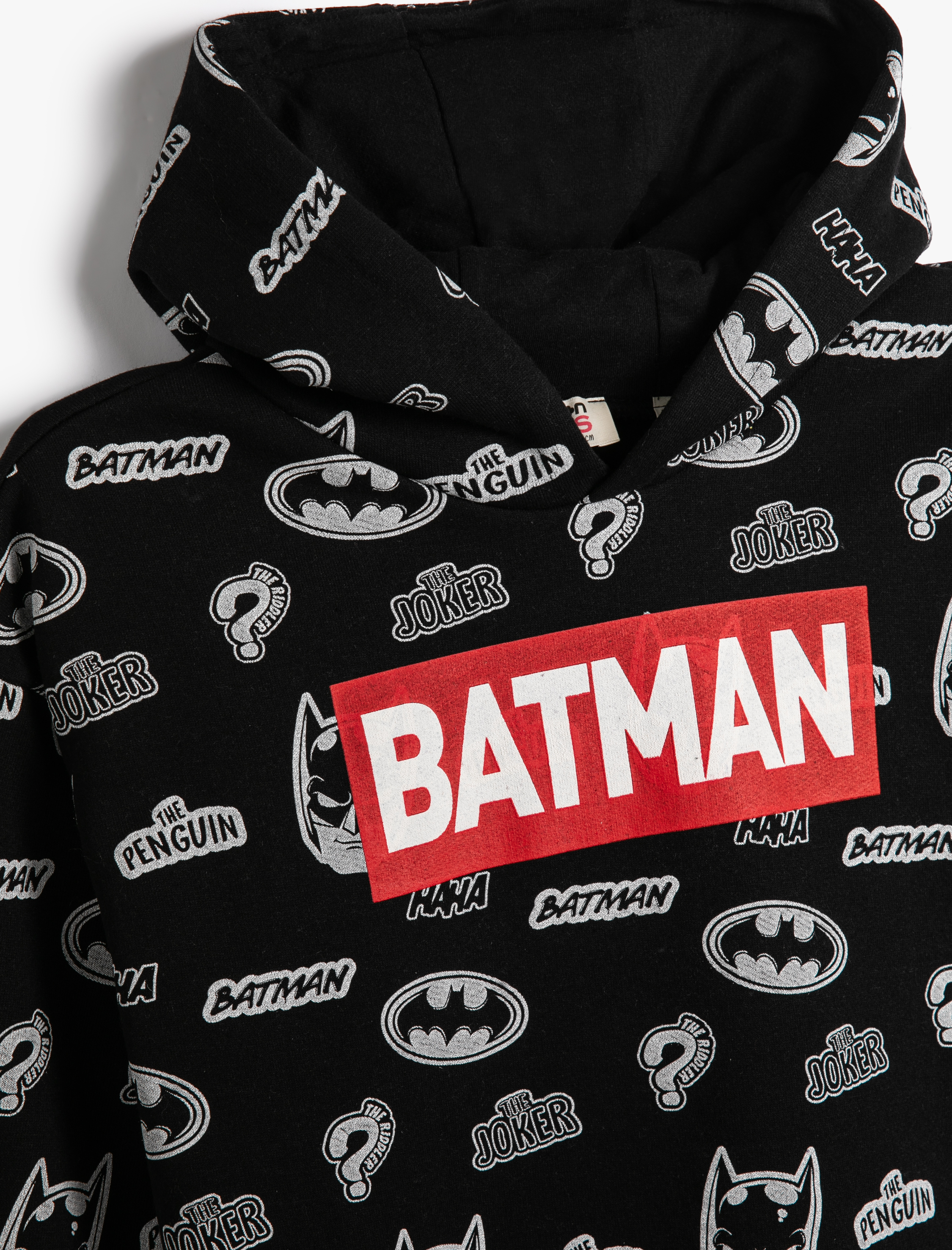  Erkek Çocuk Batman Kapşonlu Sweatshirt Lisanslı Uzun Kollu Şardonlu