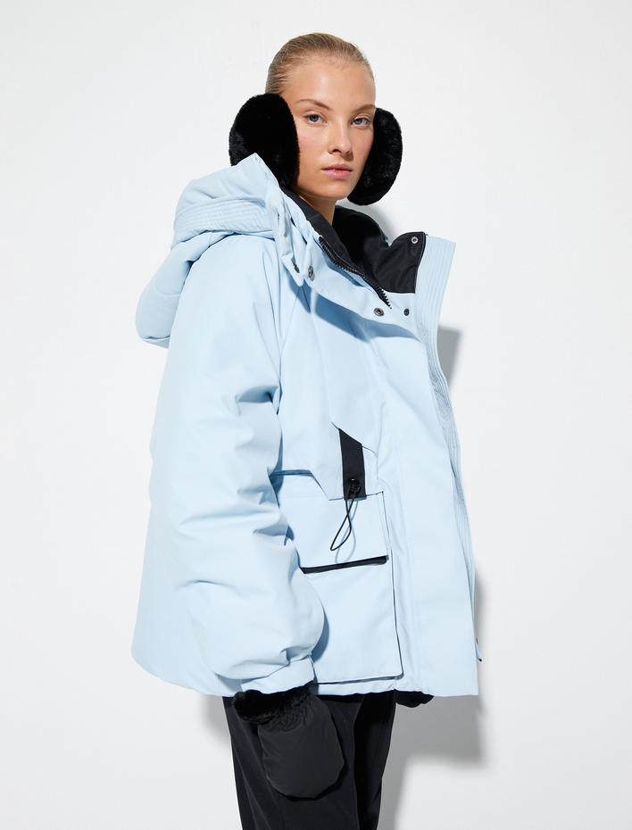  Kayak Montu Soğuğa Karşı Dayanıklı Oversize  Kapşonlu Beli Bağlamalı