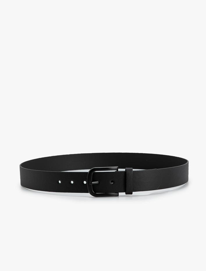 Erkek Kemer Deri Görünümlü Metal Toka Detaylı