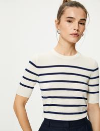 Triko Kazak Kısa Kollu Bisiklet Yaka Standart Kesim