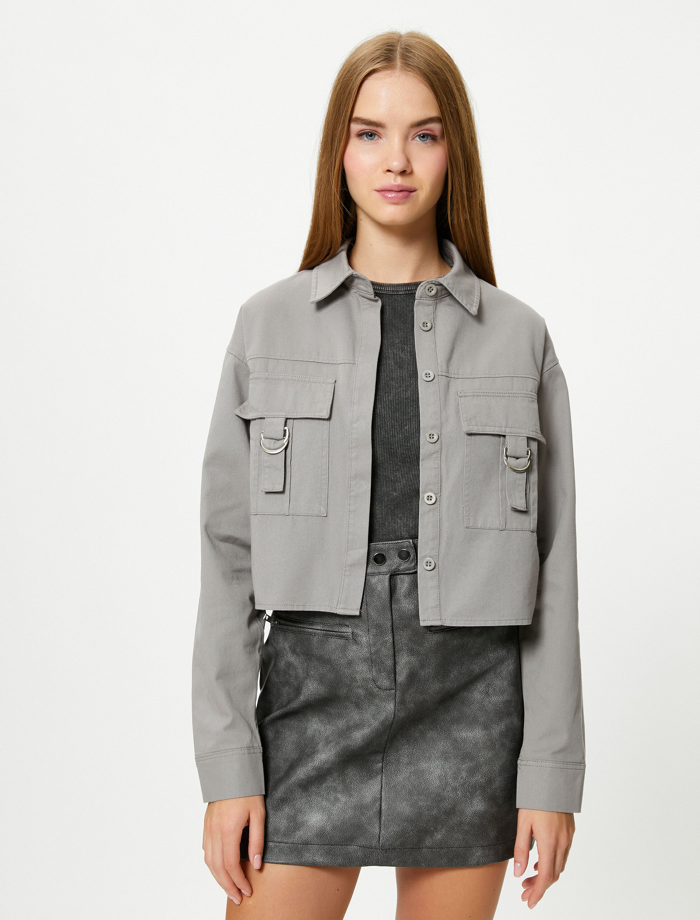   Gömlek Ceket Kapaklı Cepli Pamuklu