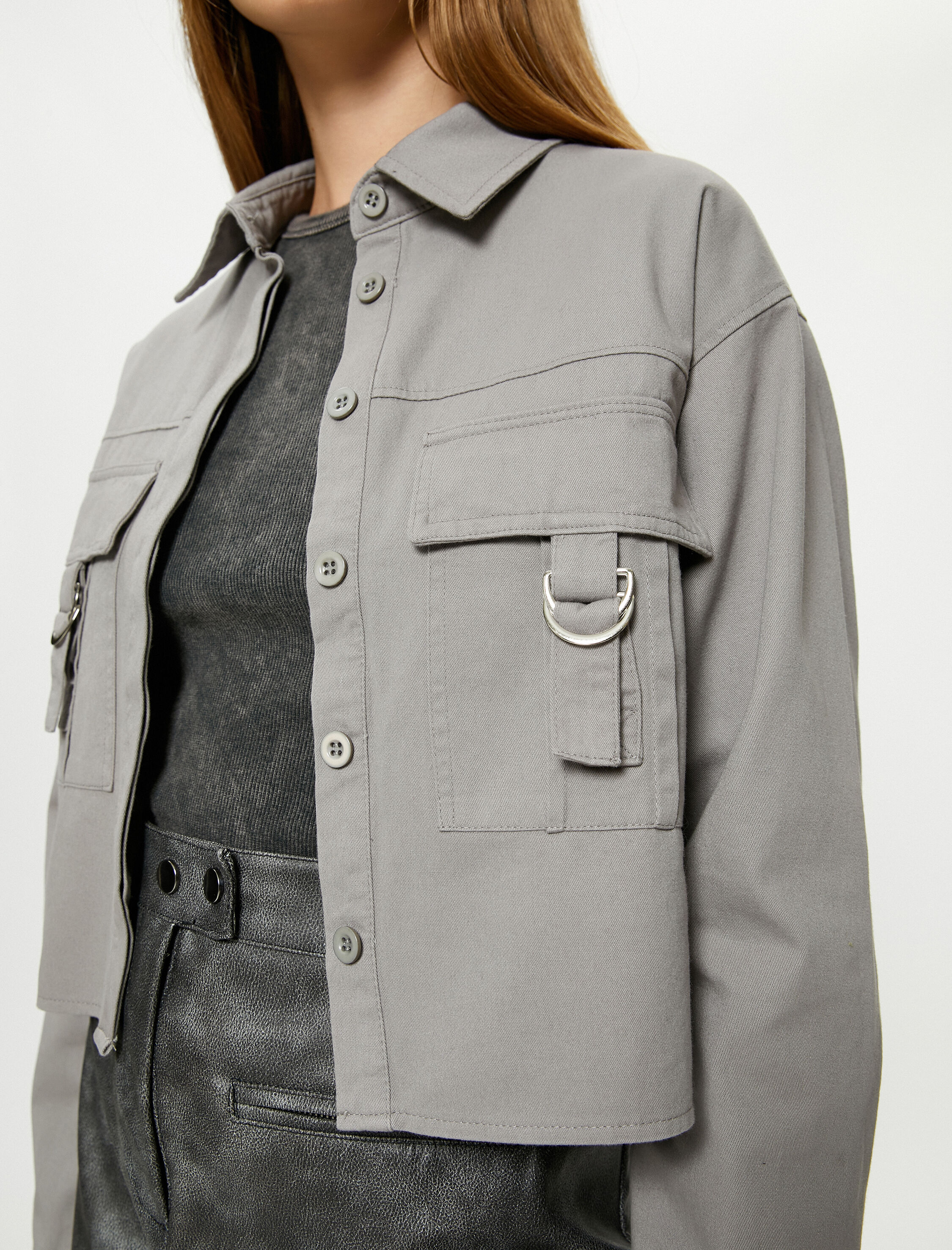   Gömlek Ceket Kapaklı Cepli Pamuklu