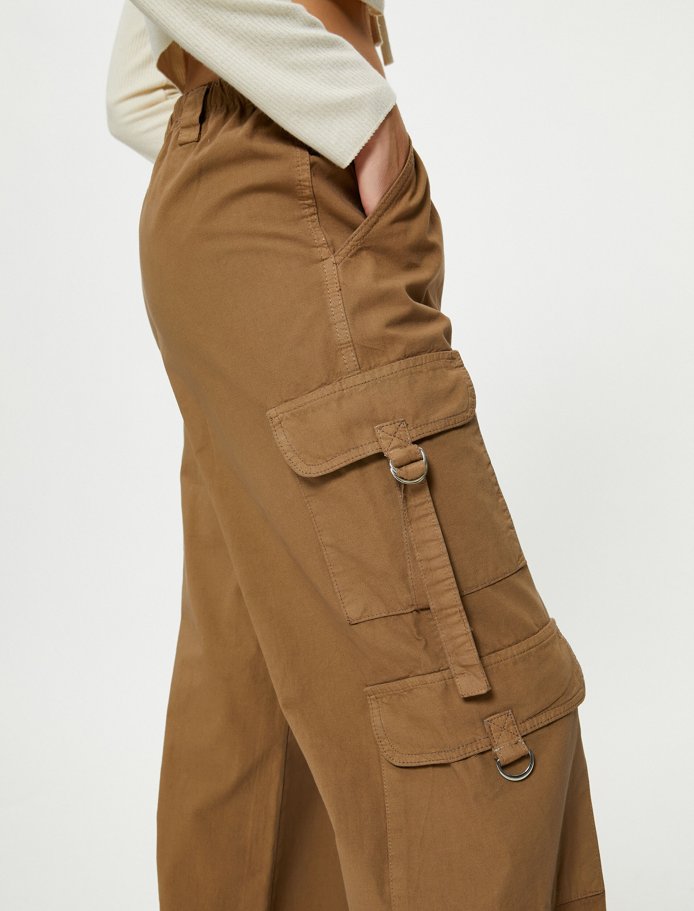   Oversize Paraşüt Pantolon Kargo Cepli Pamuklu