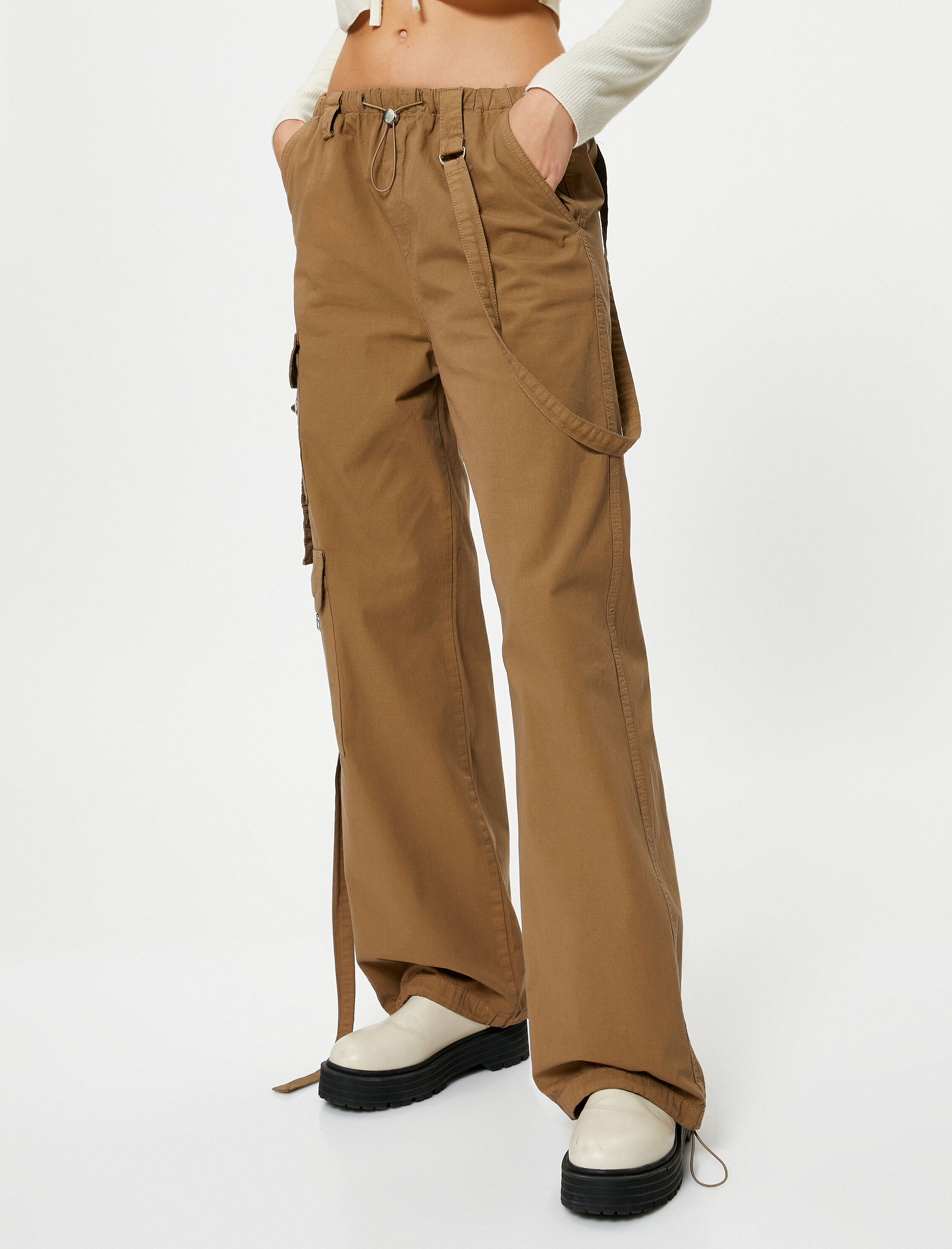   Oversize Paraşüt Pantolon Kargo Cepli Pamuklu