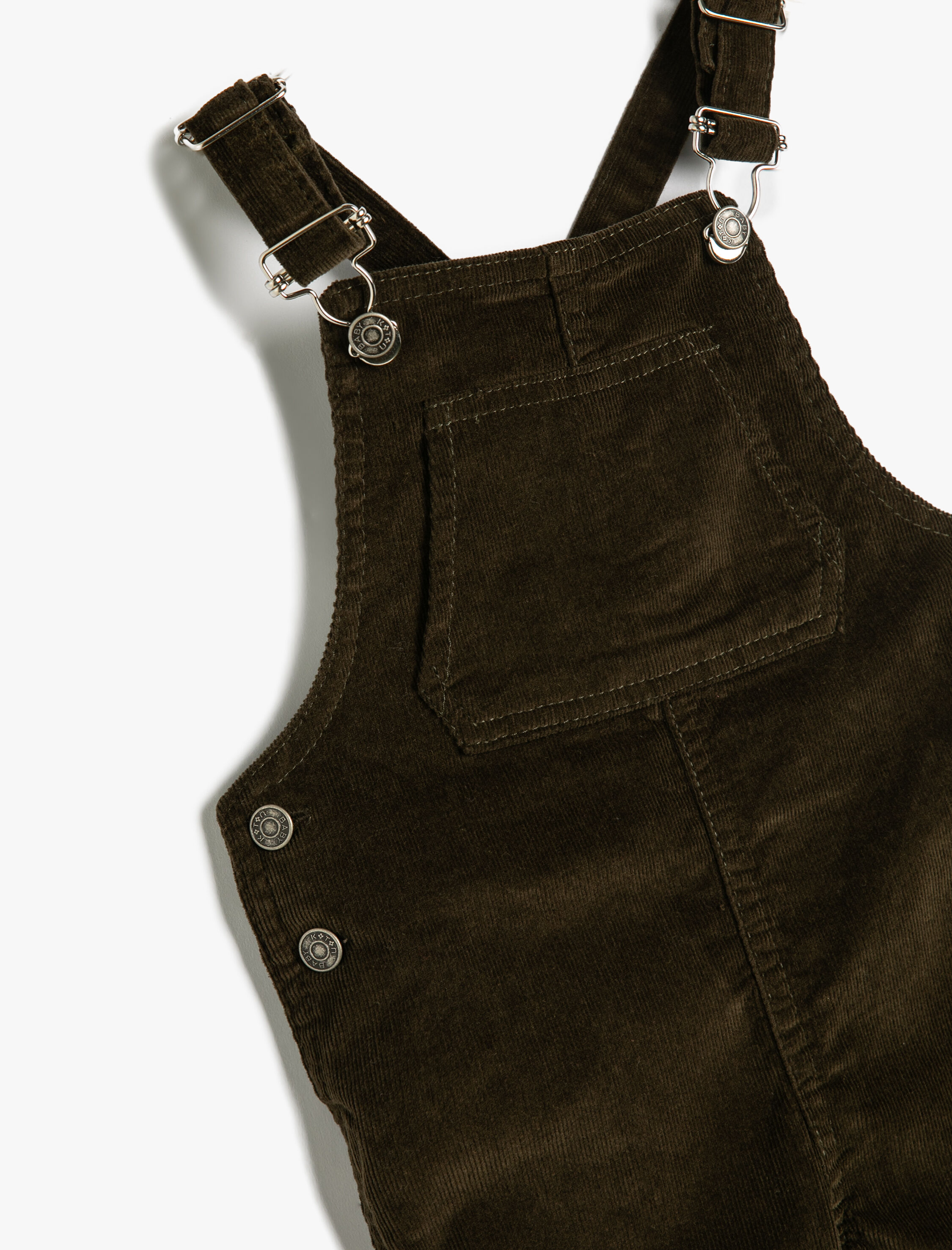  Erkek Bebek Kadife Tulum Fitilli Cep ve Düğme Detaylı Pamuklu