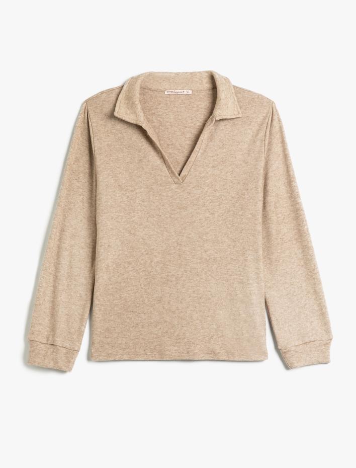  Pijama Üstü Polo Yaka Yumuşak Dokulu Uzun Kollu