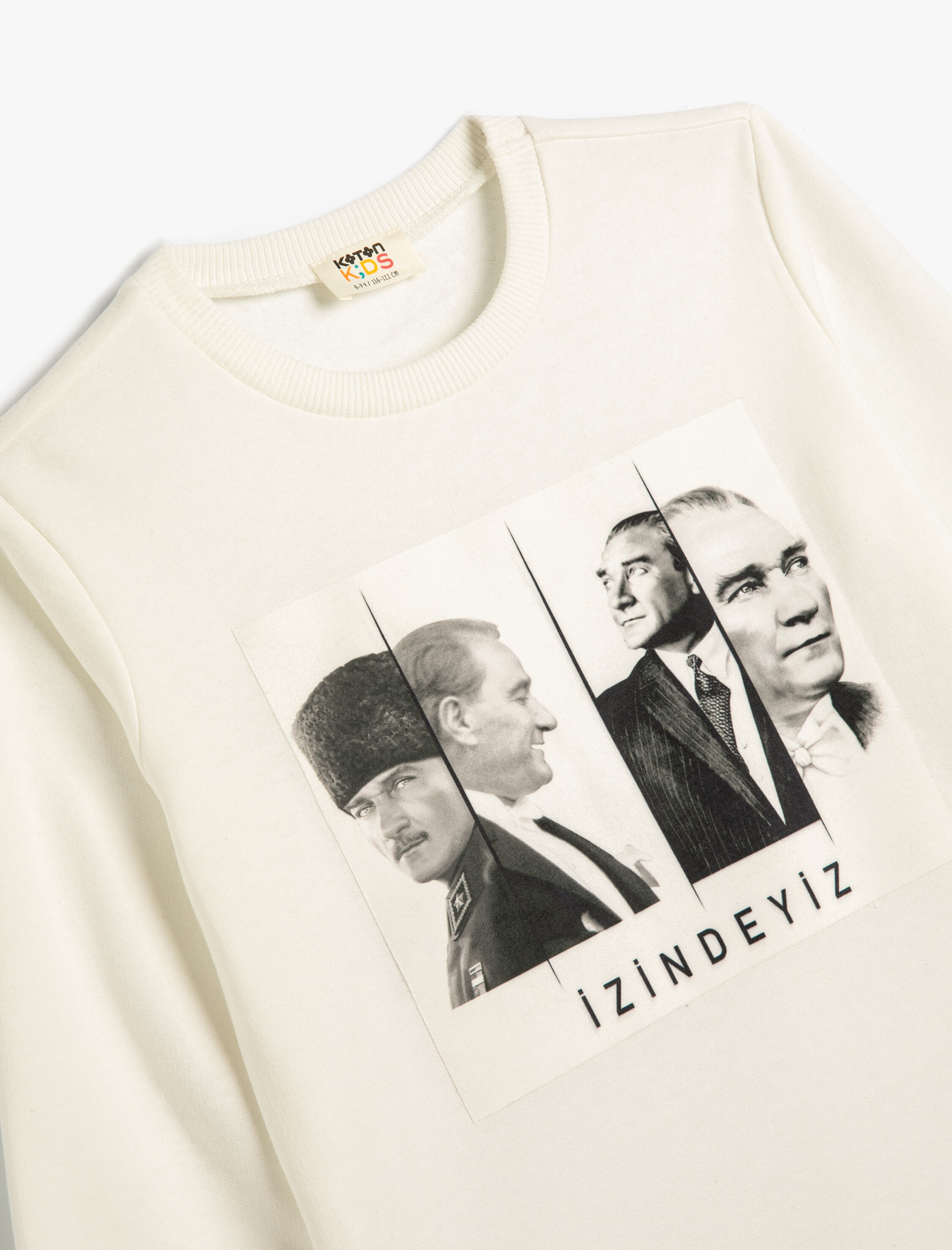  Erkek Çocuk Atatürk Baskılı Sweatshirt Uzun Kollu Bisiklet Yaka