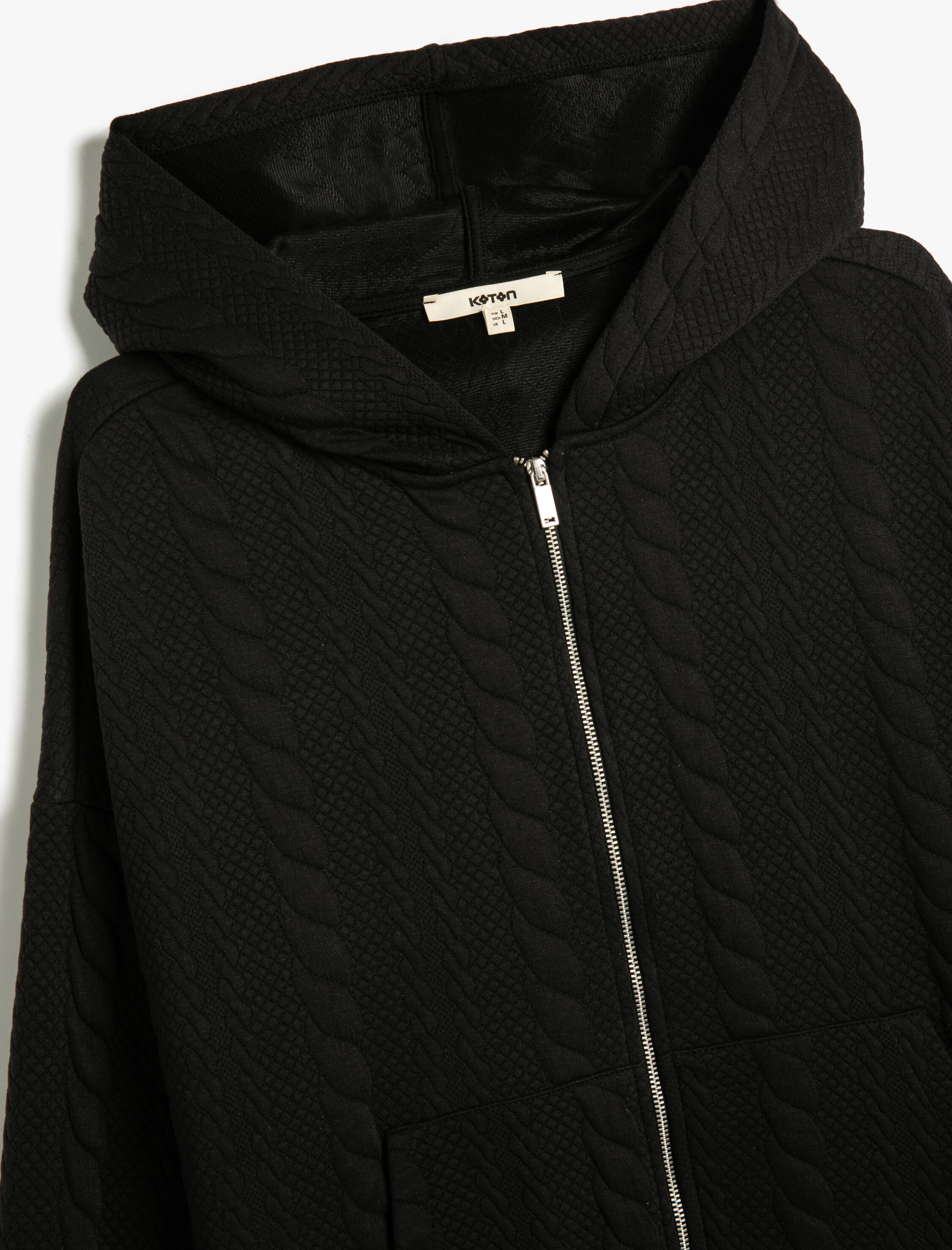   Kapüşonlu Sweatshirt Hırka Dokulu Cep Detaylı