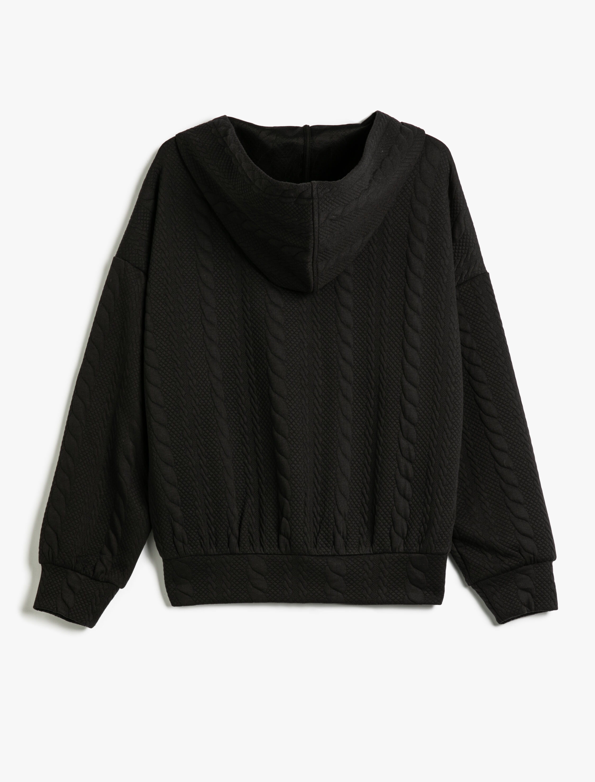   Kapüşonlu Sweatshirt Hırka Dokulu Cep Detaylı