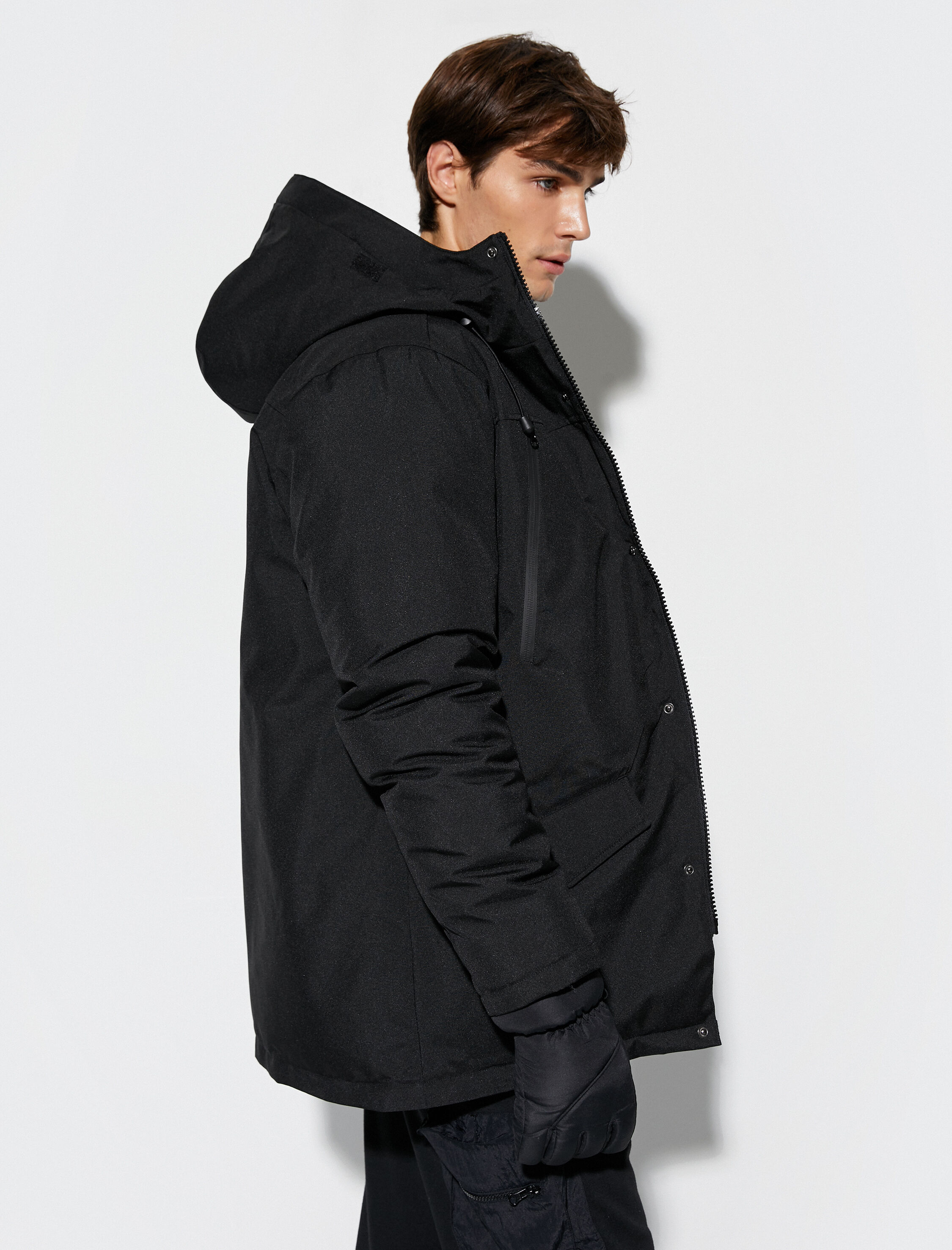   Kar Montu Kapşonlu Etiket Detaylı Fermuarlı Çift Cepli