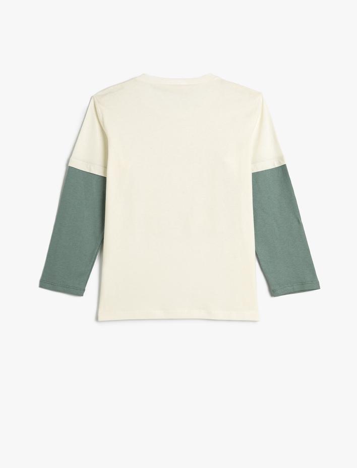 Erkek Çocuk Tişört Uzun Kollu Bisiklet Yaka Fotoğraf Baskılı Pamuklu