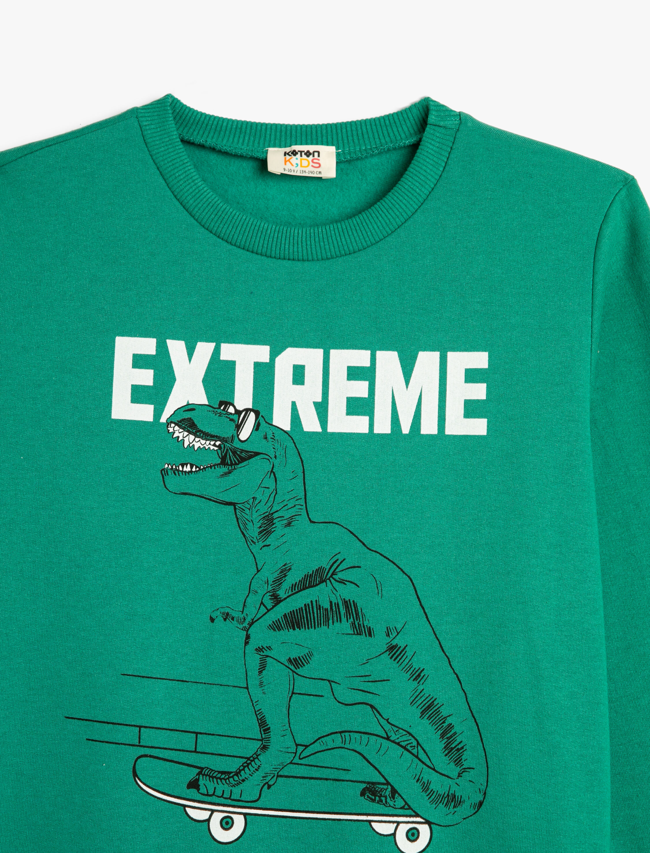  Erkek Çocuk Dinozorlu Sweatshirt Bisiklet Yaka Uzun Kollu Şardonlu